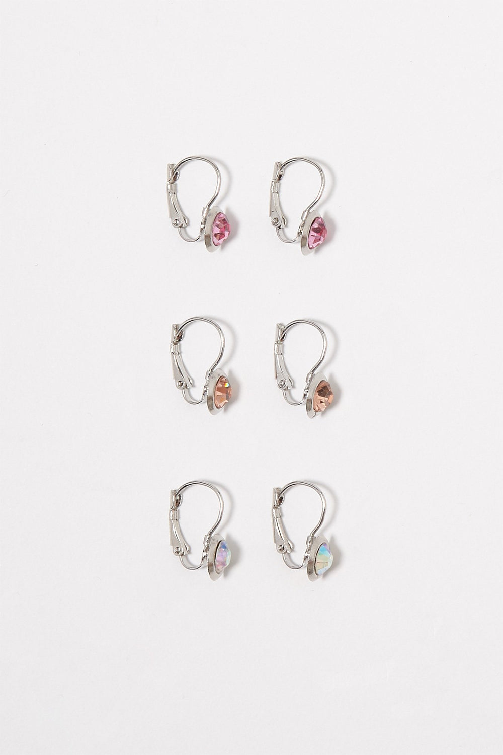 Women Rhinestone Drop Earring Set (3 Pairs) Gold