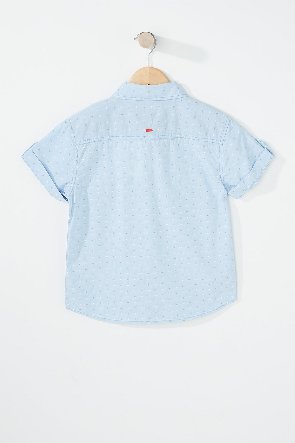 Kids Chemise boutonnée à pois avec manches courtes et poche double pour garçon Bleu pâle