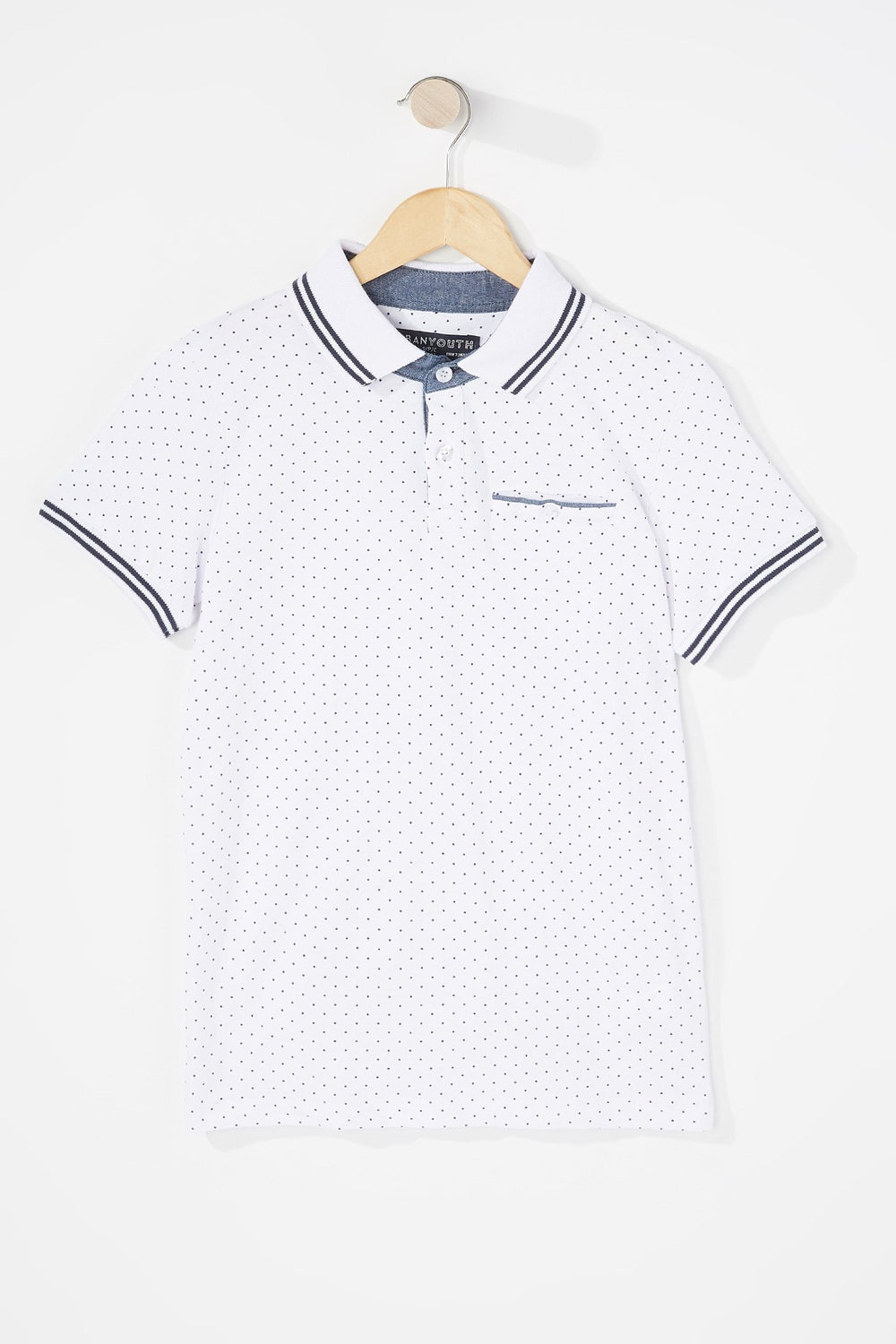 Kids T-shirt à pois avec col polo pour garçon Blanc