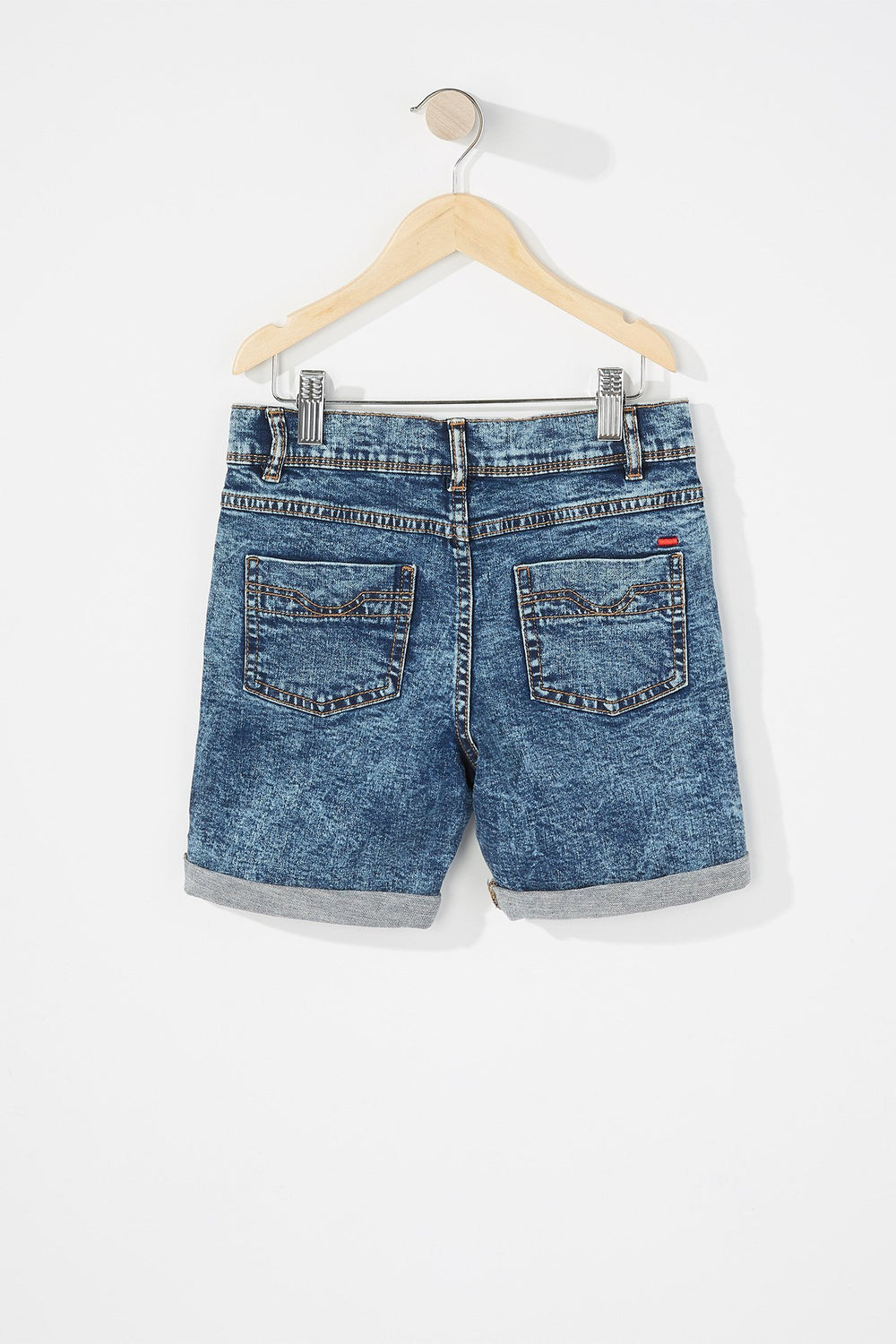 Kids Boys Roll-Up Distressed Denim Short Aqua