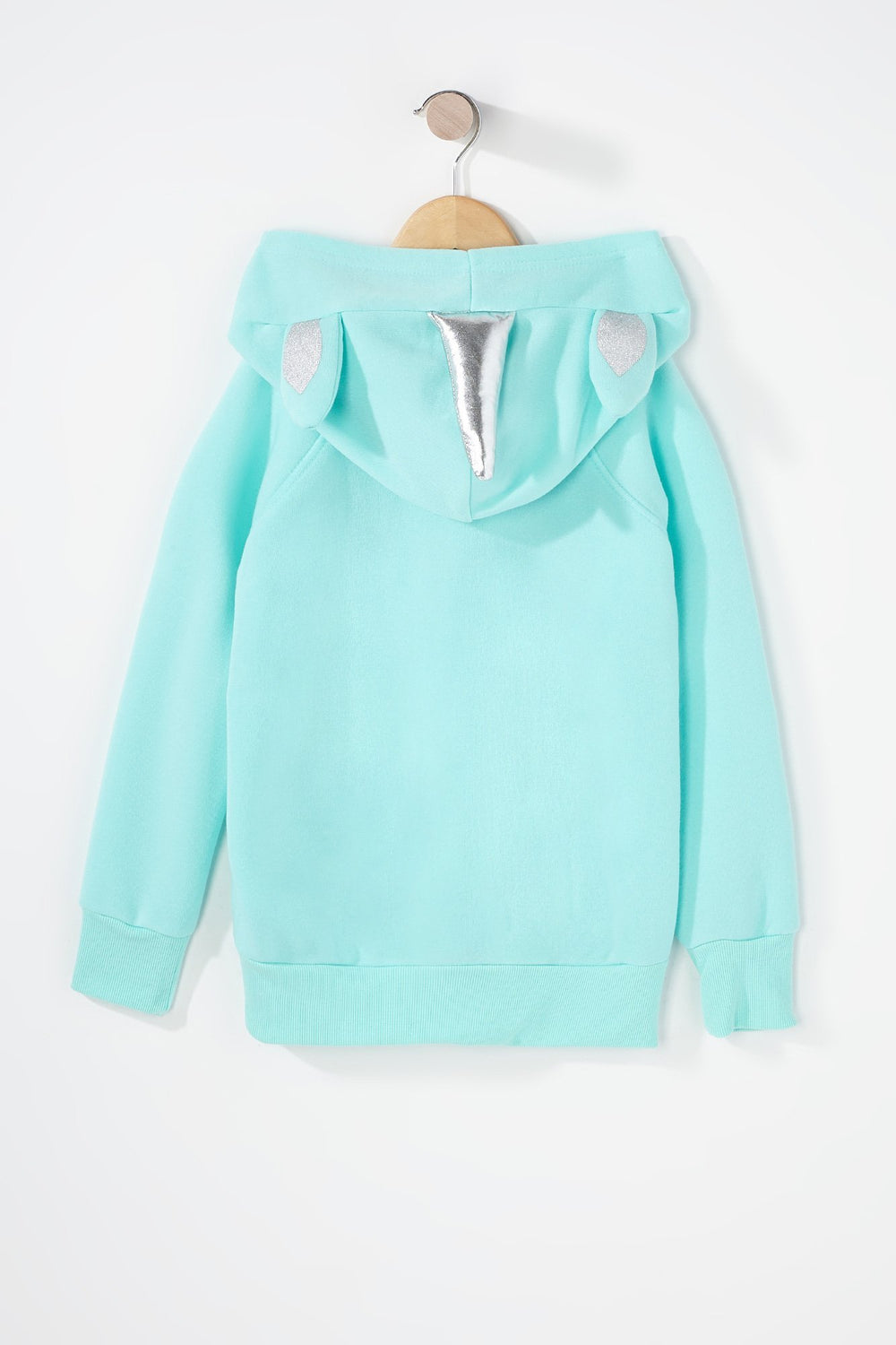 Kids Girls Mint Unicorn Character Popover Hoodie Aqua