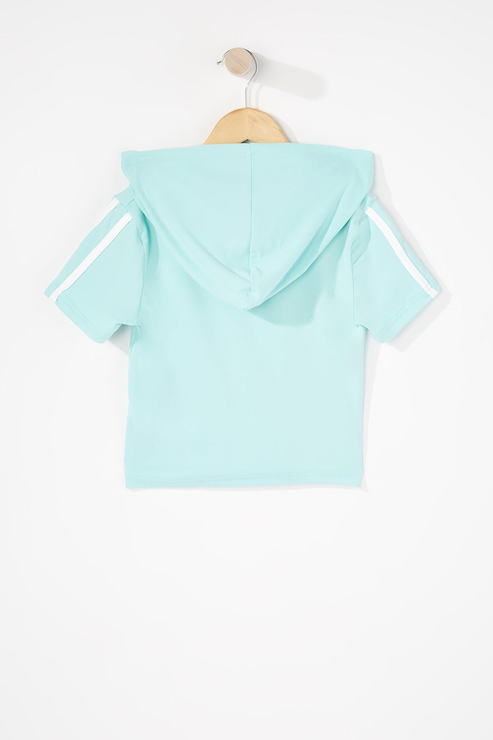 Kids Girls Side Stripe Graphic Hooded Popover T-Shirt Aqua