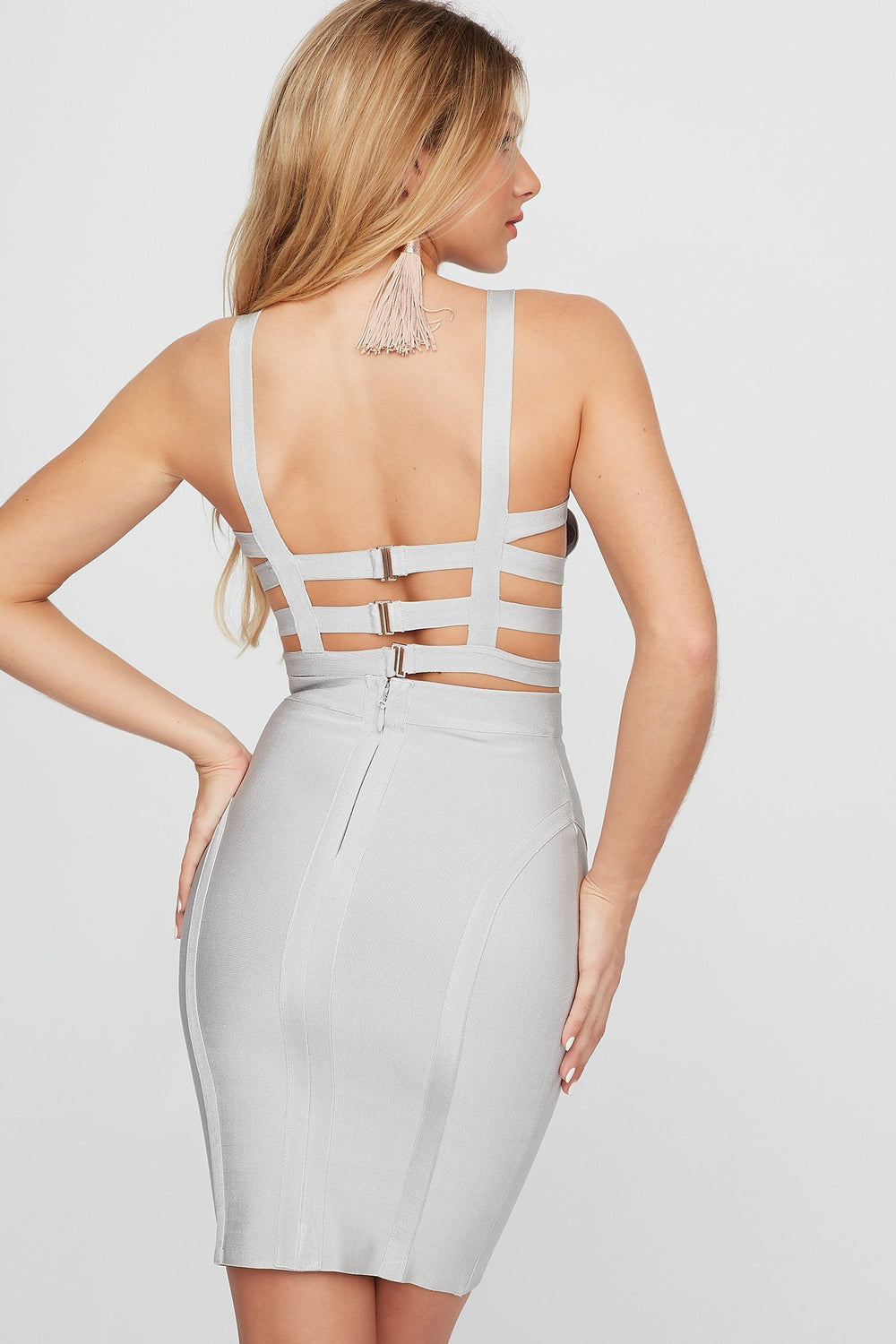 Women Jupe midi moulante à taille haute Argent