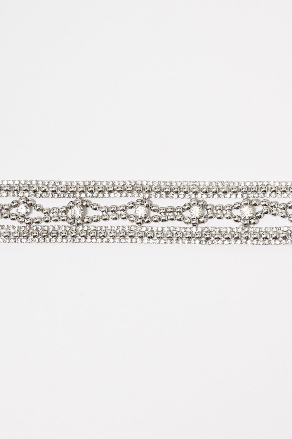 Women Collier ras du cou avec chaîne et pierres du Rhin Argent
