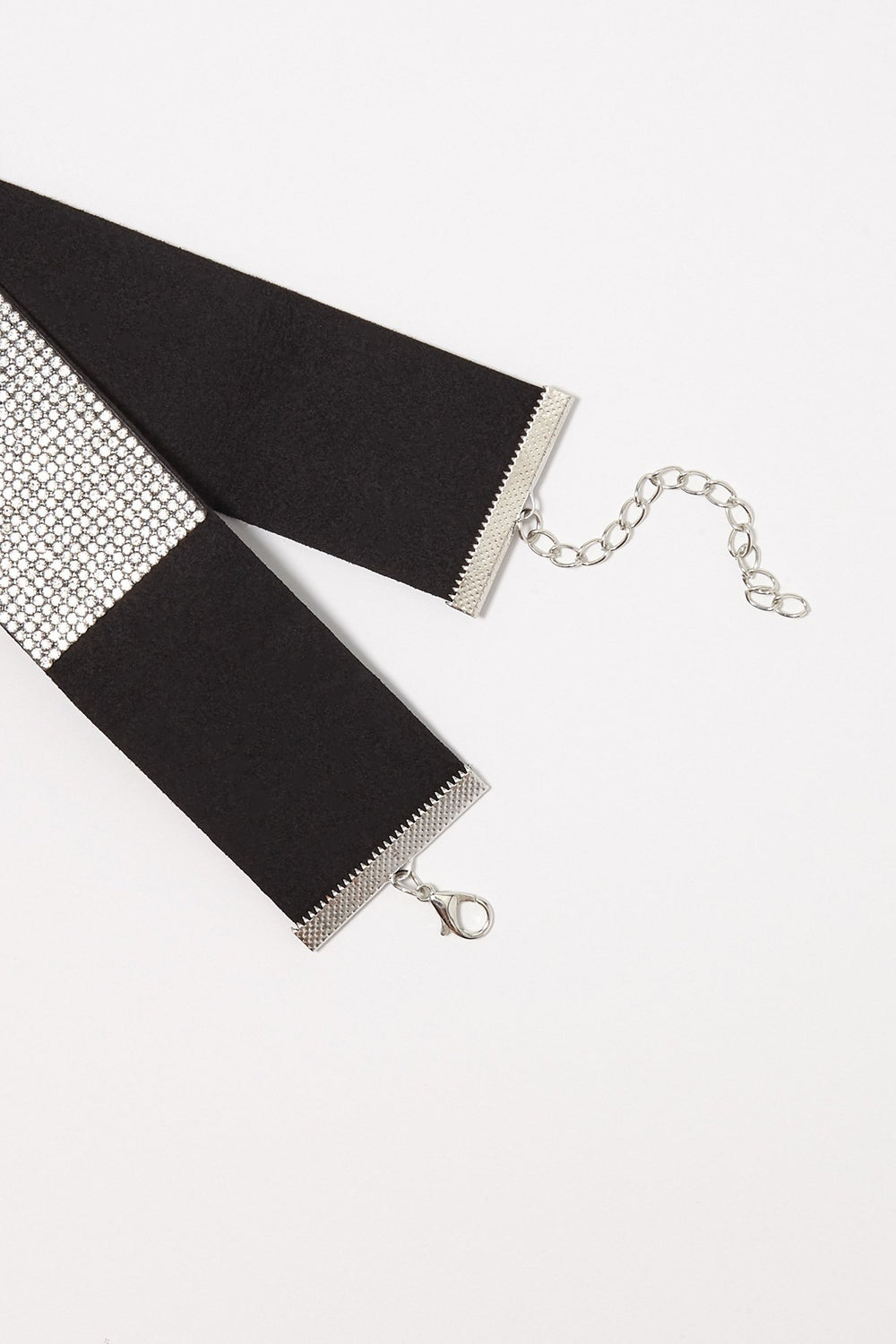 Women Collier ras du cou en velours scintillant Argent