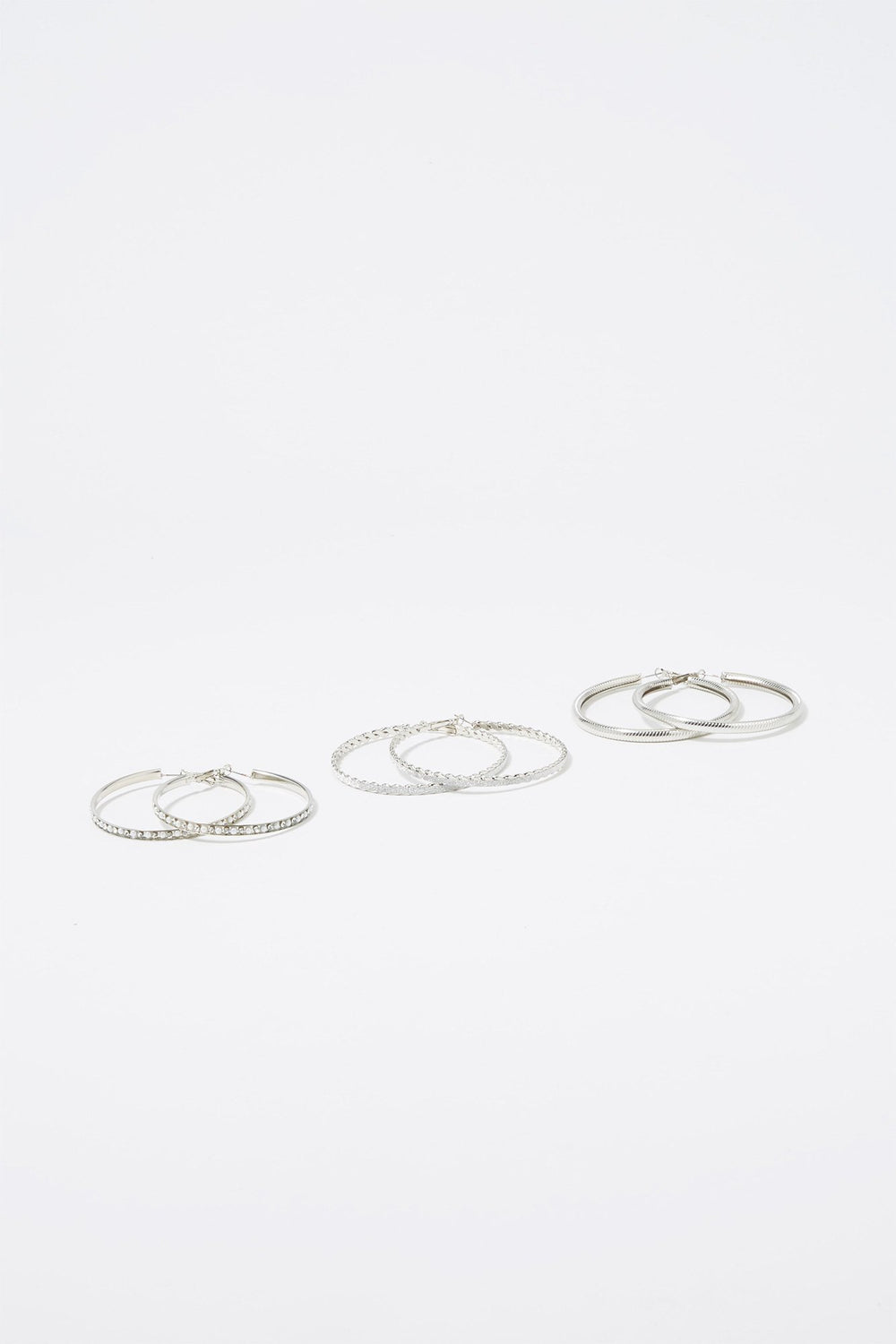 Women Créoles texturées assorties (3 paires) Argent