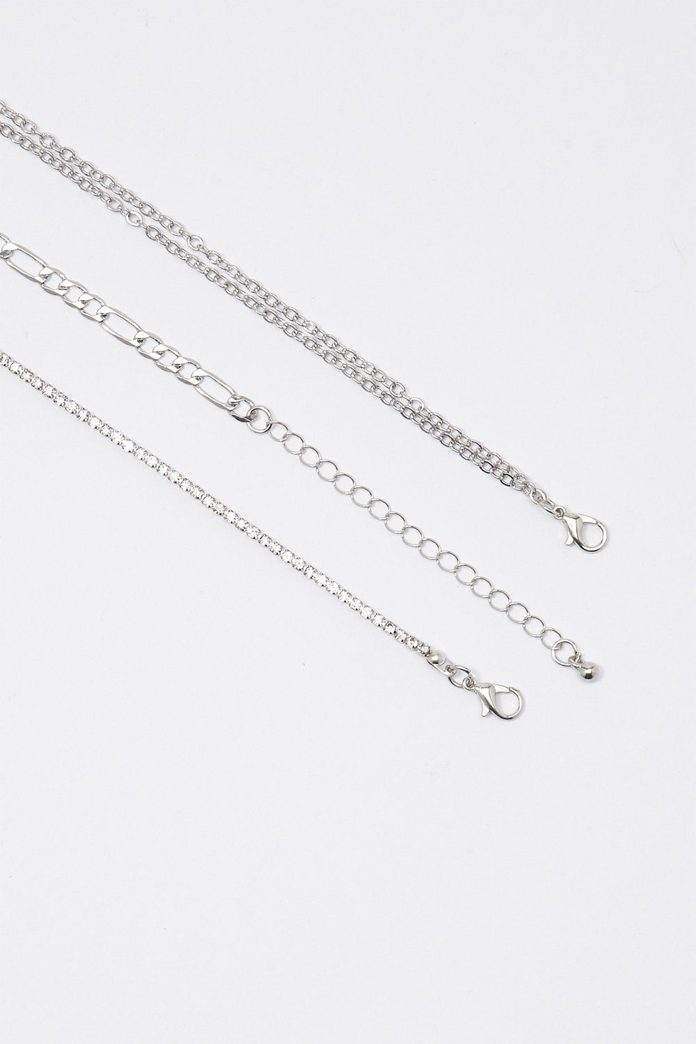 Women Ensemble de colliers ras du cou métallisés avec breloque (3 unités) Argent