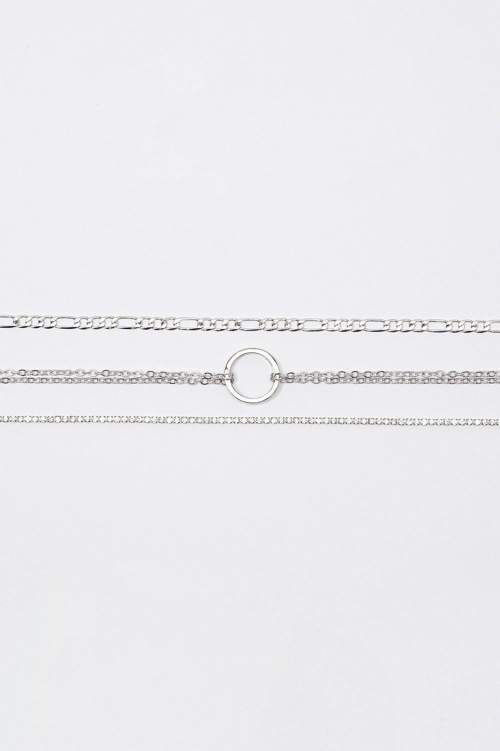 Women Ensemble de colliers ras du cou métallisés avec breloque (3 unités) Argent