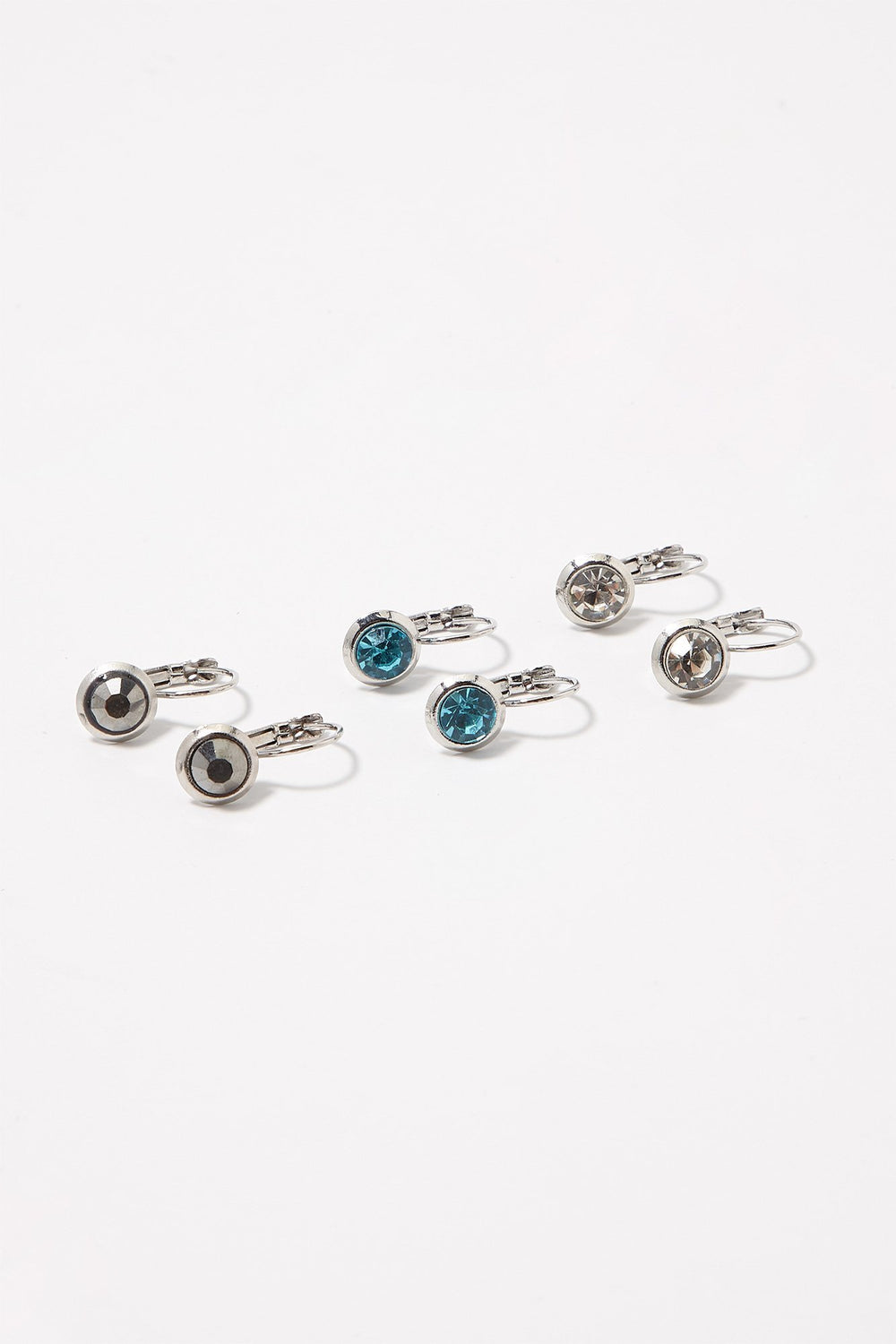 Women Pendants d'oreilles avec pierres du Rhin (3 paires) Argent