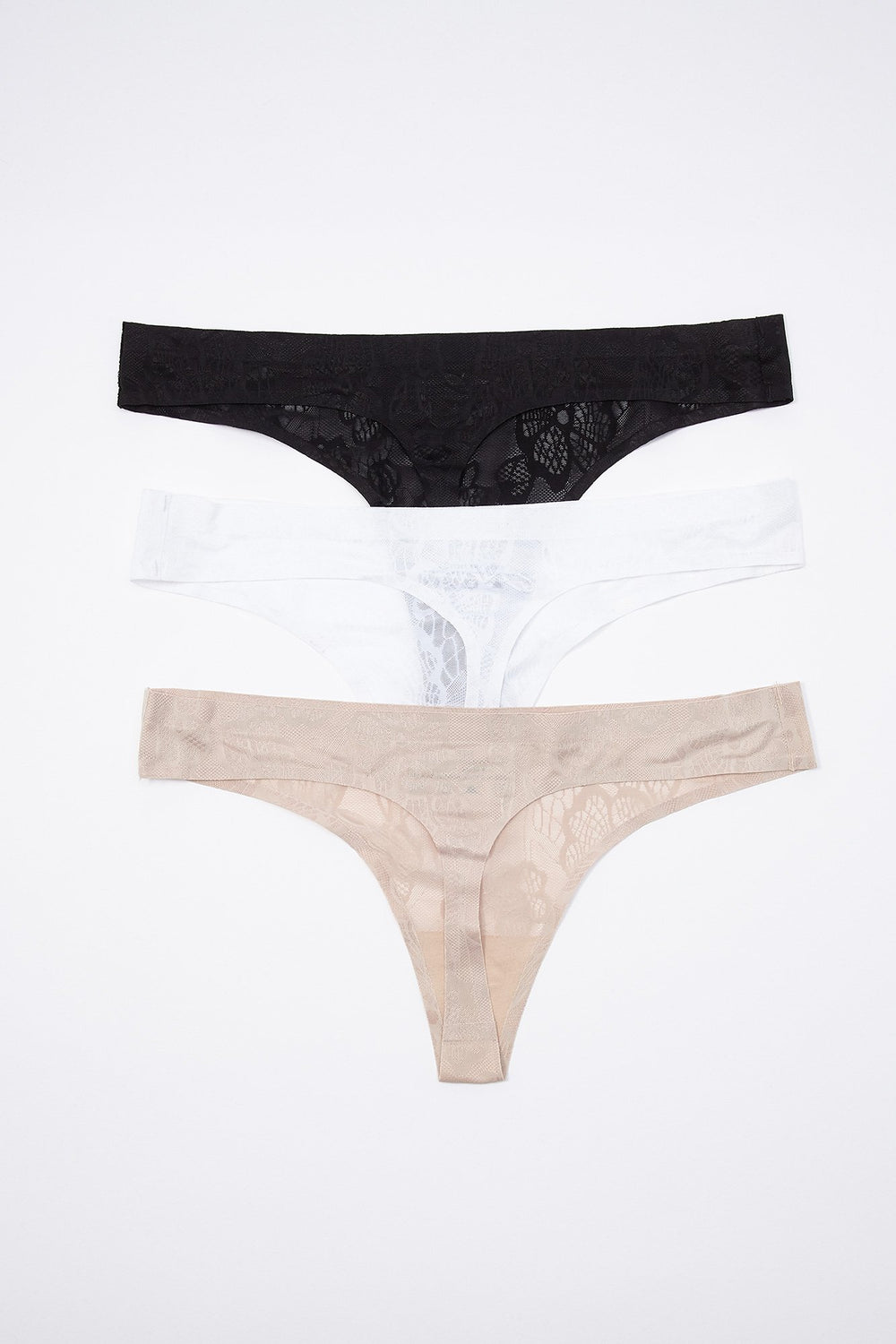 Women Low-Rise Floral Lace Thong (3 Pack) Assorted