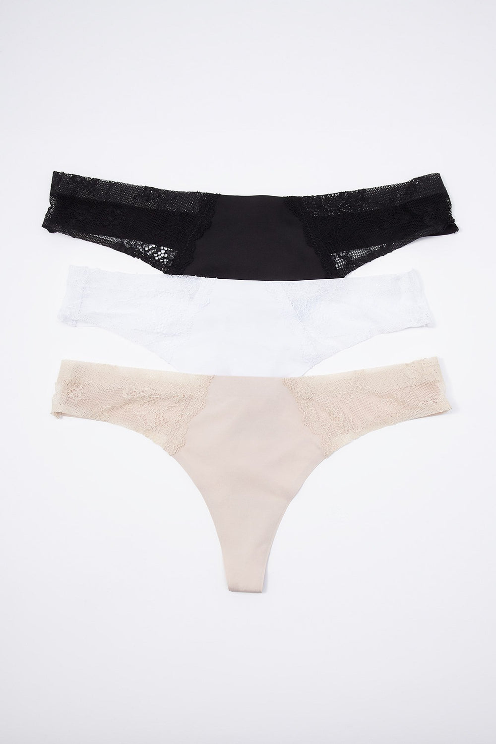 Women Low-Rise Thong With Lace (3 Pack) Assorted