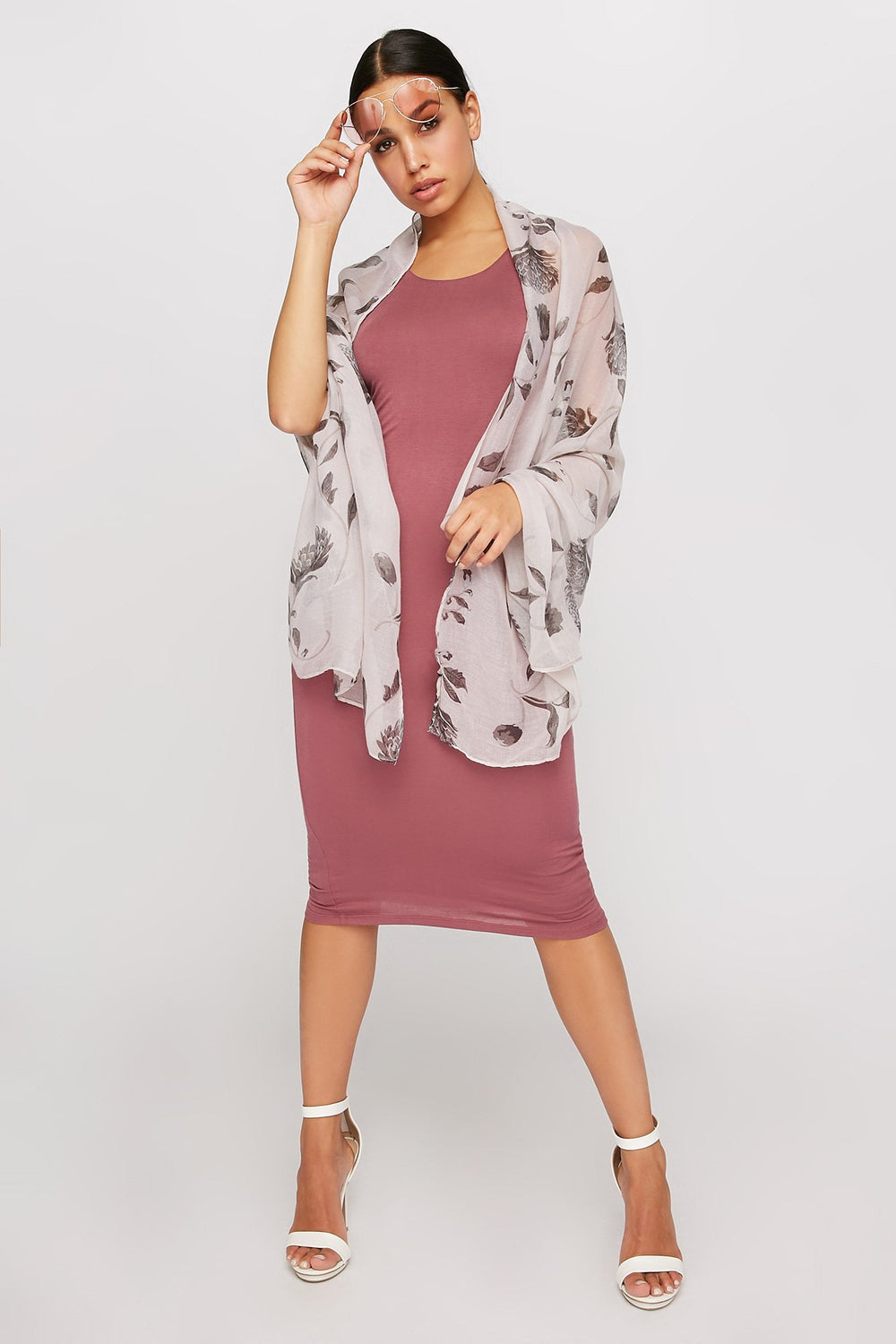 Women Printed Roses Lightweight Scarf Assorted