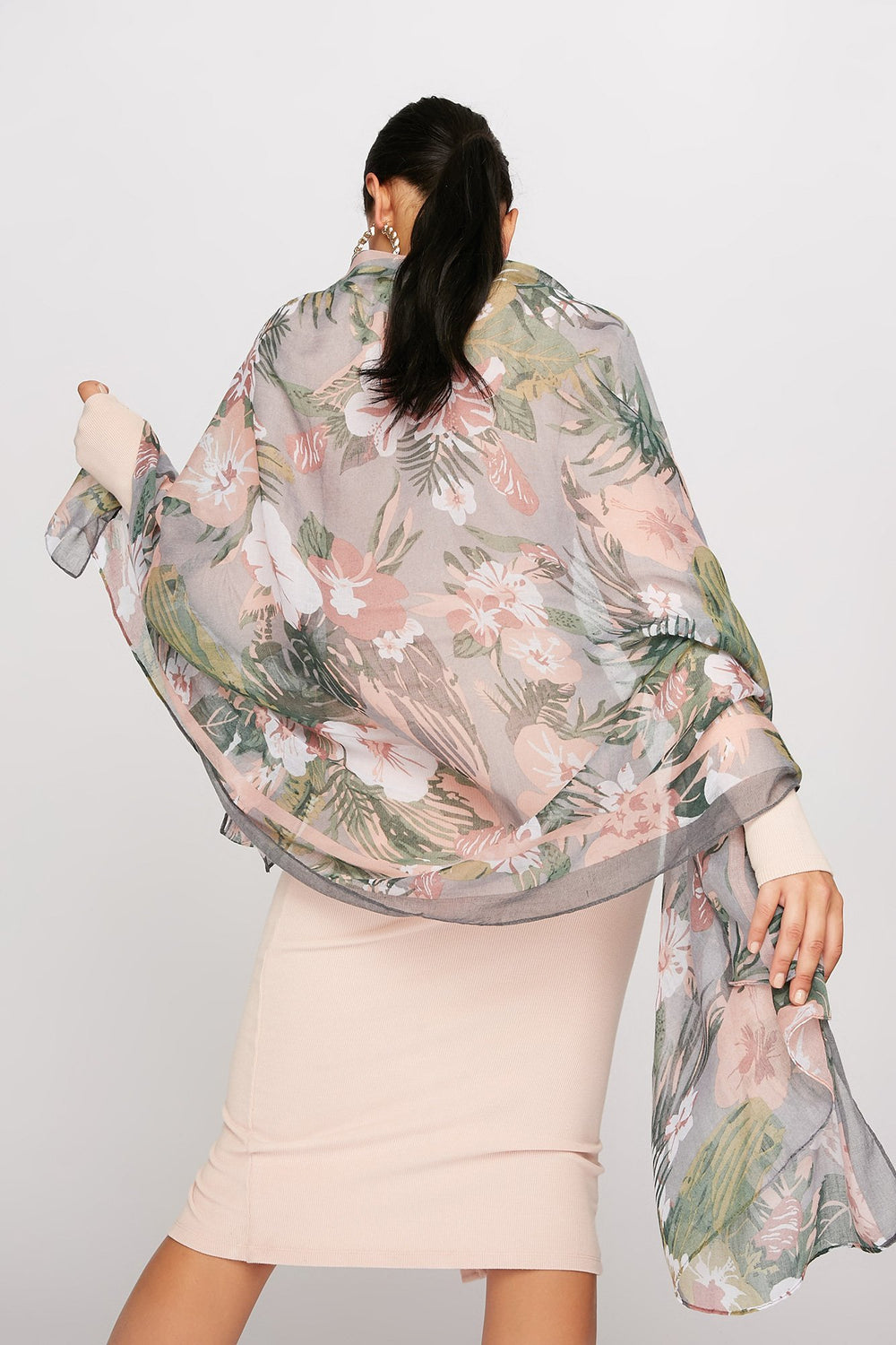 Women Tropical Floral Lightweight Scarf Assorted