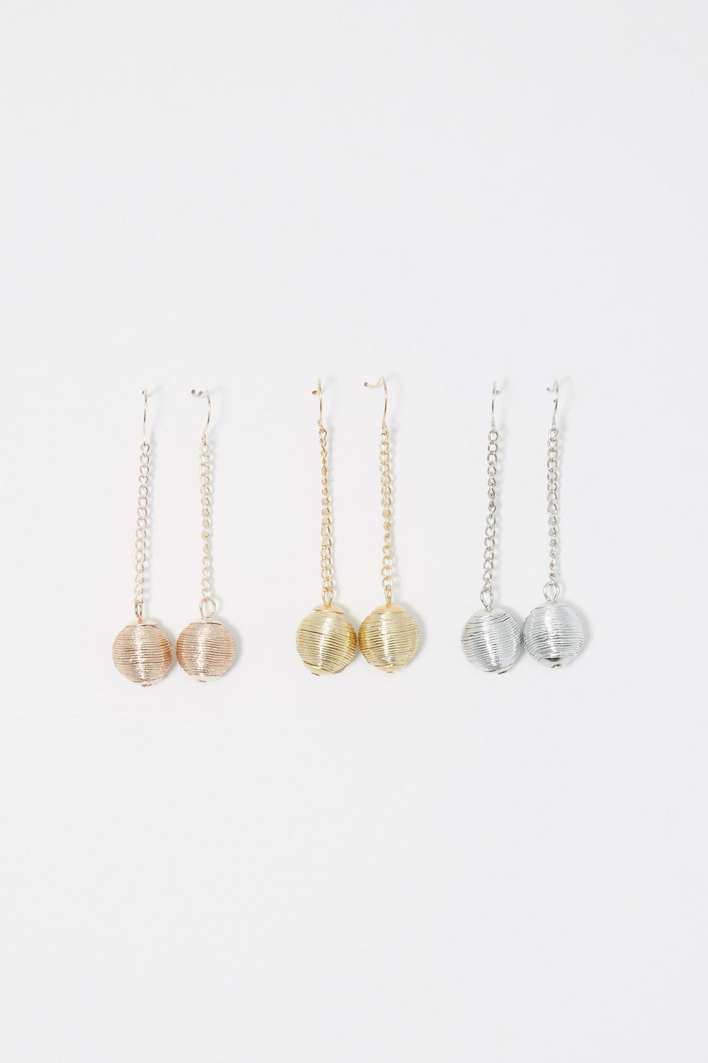 Women Assorted Ball Drop Earring Set (3 Pairs) Assorted