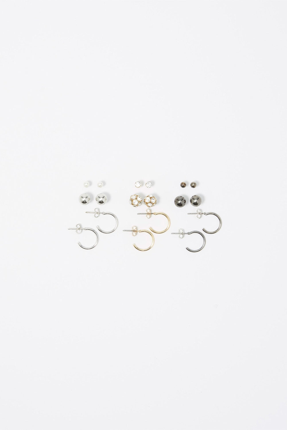 Women Assorted Hoop & Stud Earring Set (9 Pairs) Assorted