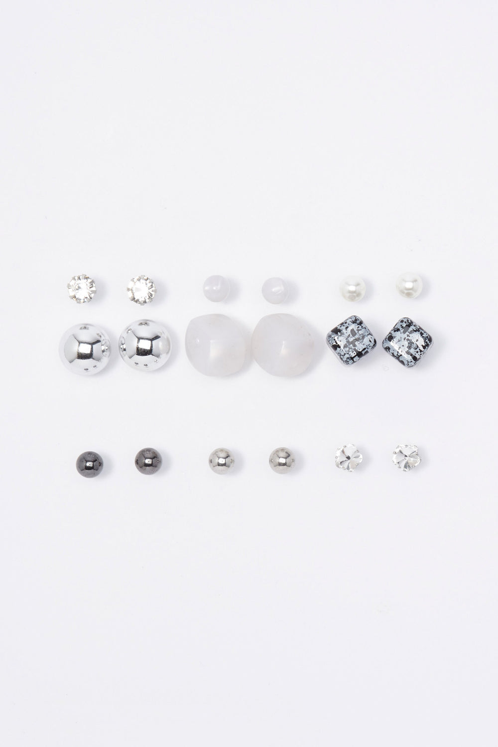 Women Front-Back Assorted Marble Earrings Set (6 Pairs) Assorted