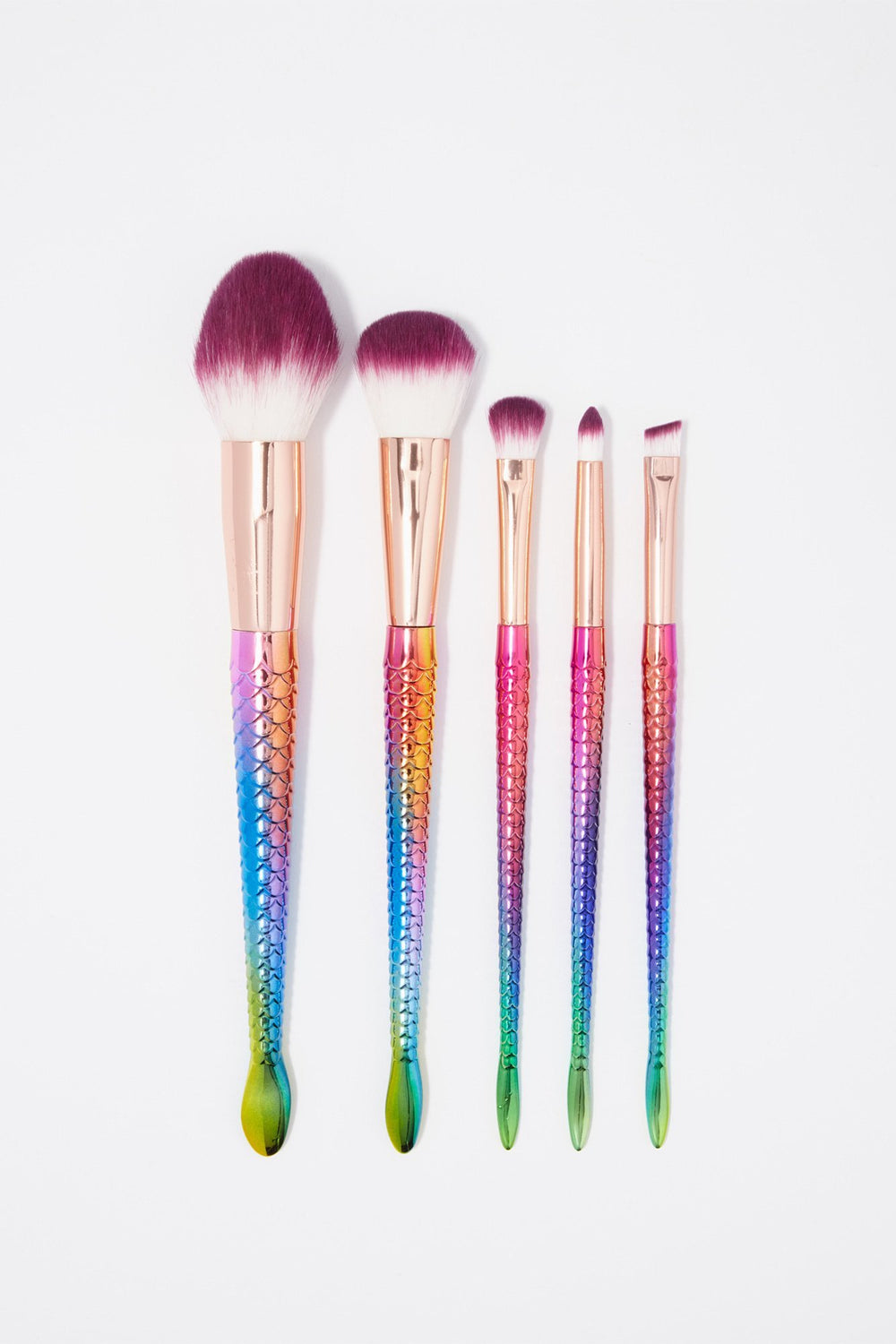 Women Metallic Colourful Mermaid Makeup Brush Set (5 PC) Assorted