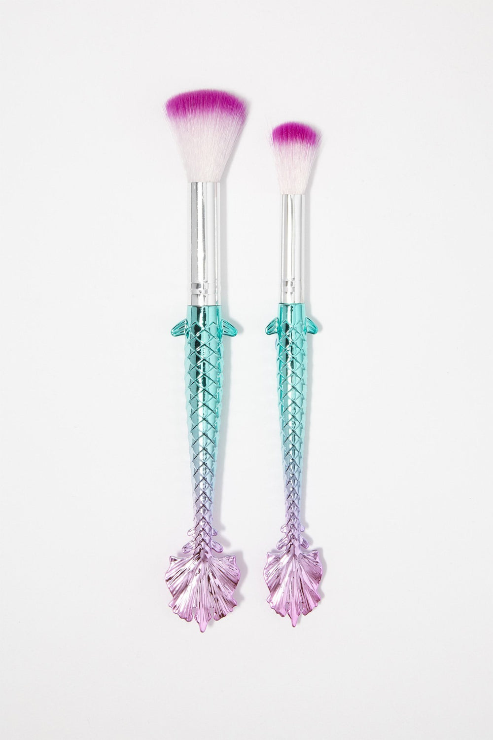 Women Metallic Holographic Mermaid Makeup Brush Set (2 PC) Assorted