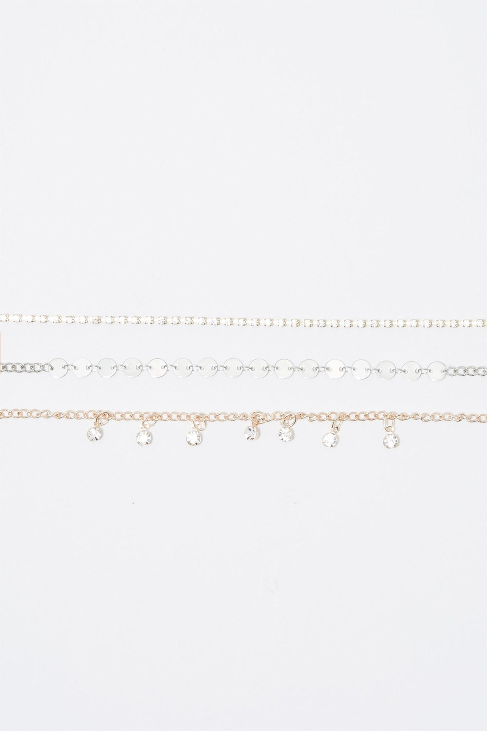 Women Rhinestone Chain Anklets (3 PC) Assorted