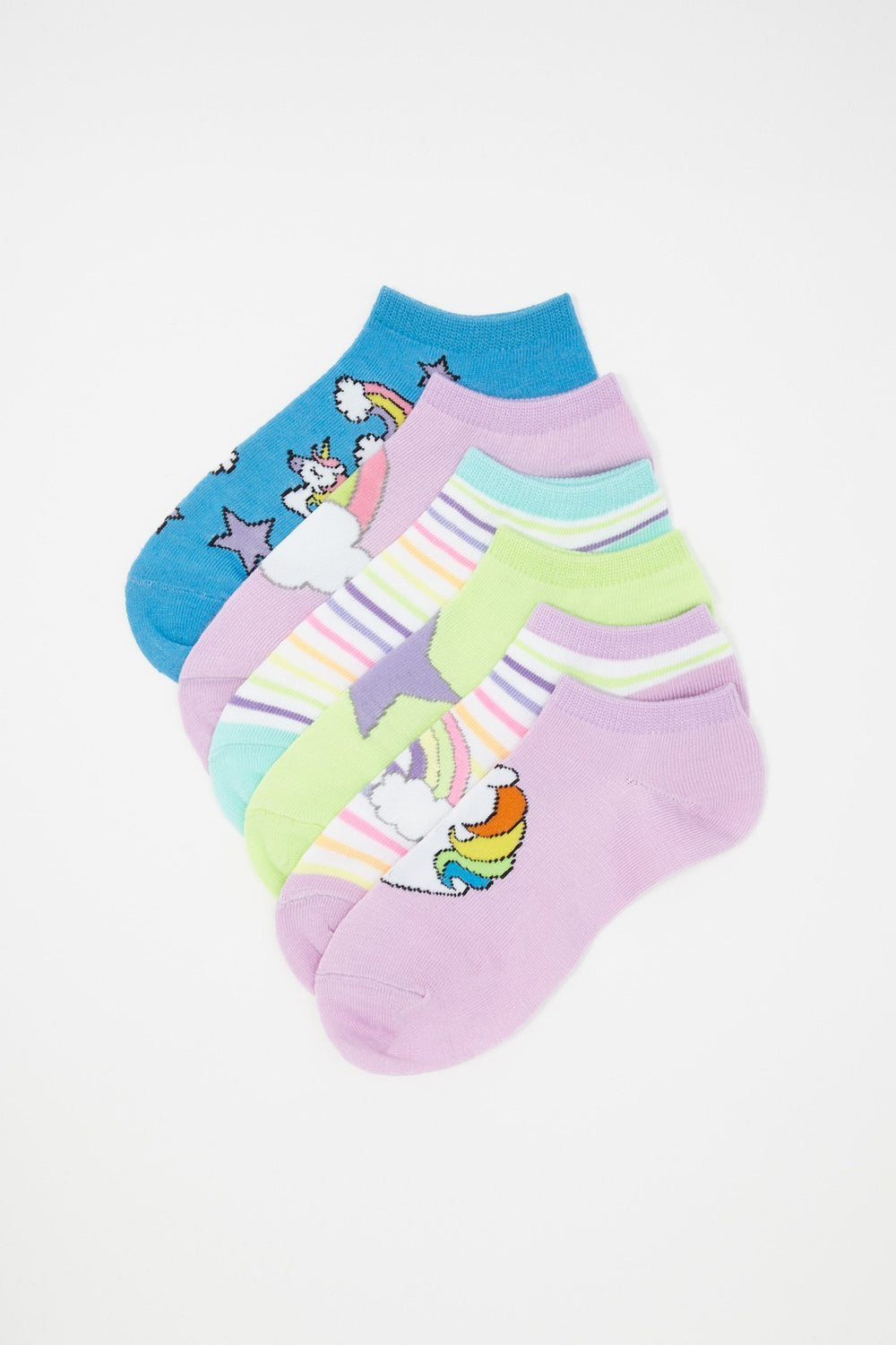 Kids Girls Unicorn Ankle Socks (6 Pairs) Assorted