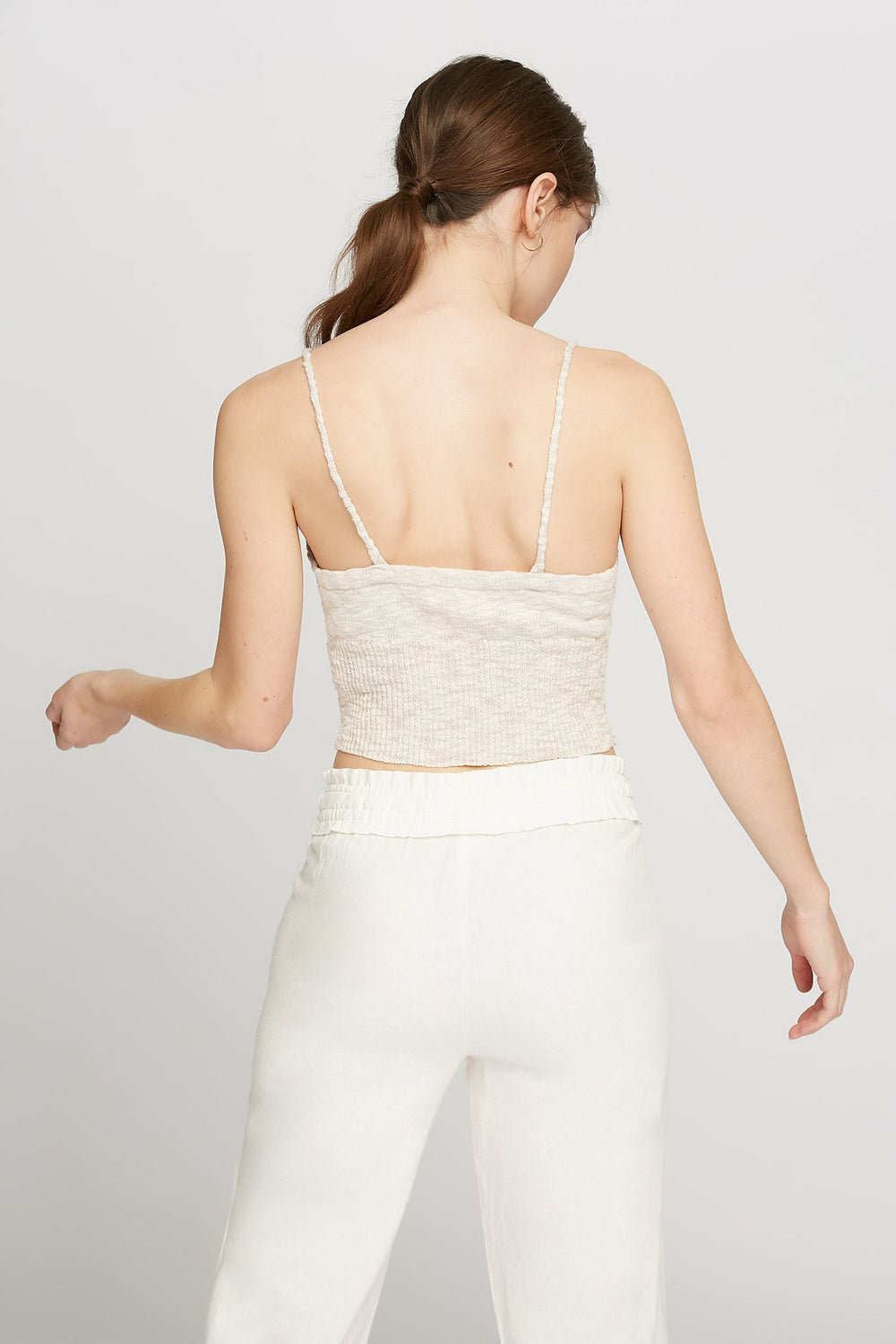 Women Camisole courte en tricot à encolure en V Avoine