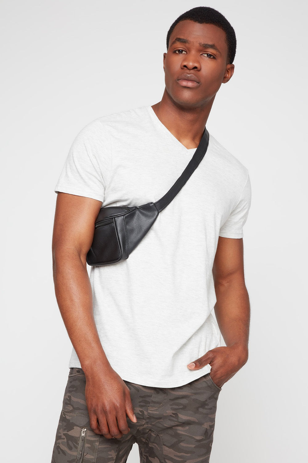 Men T-shirt à encolure en V Avoine