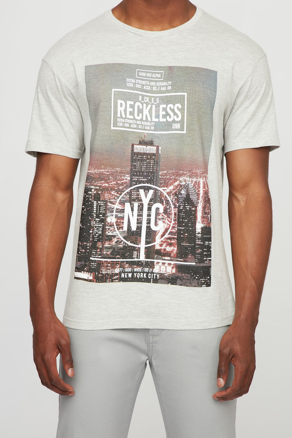 Men T-shirt à imprimé Reckless NYC Avoine