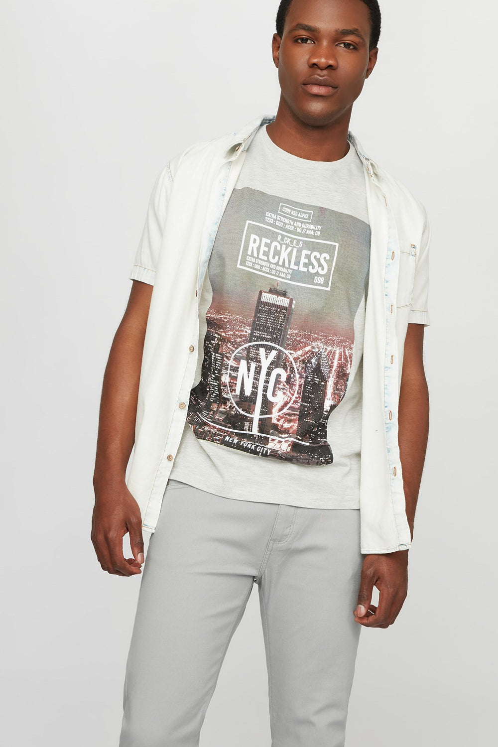 Men T-shirt à imprimé Reckless NYC Avoine