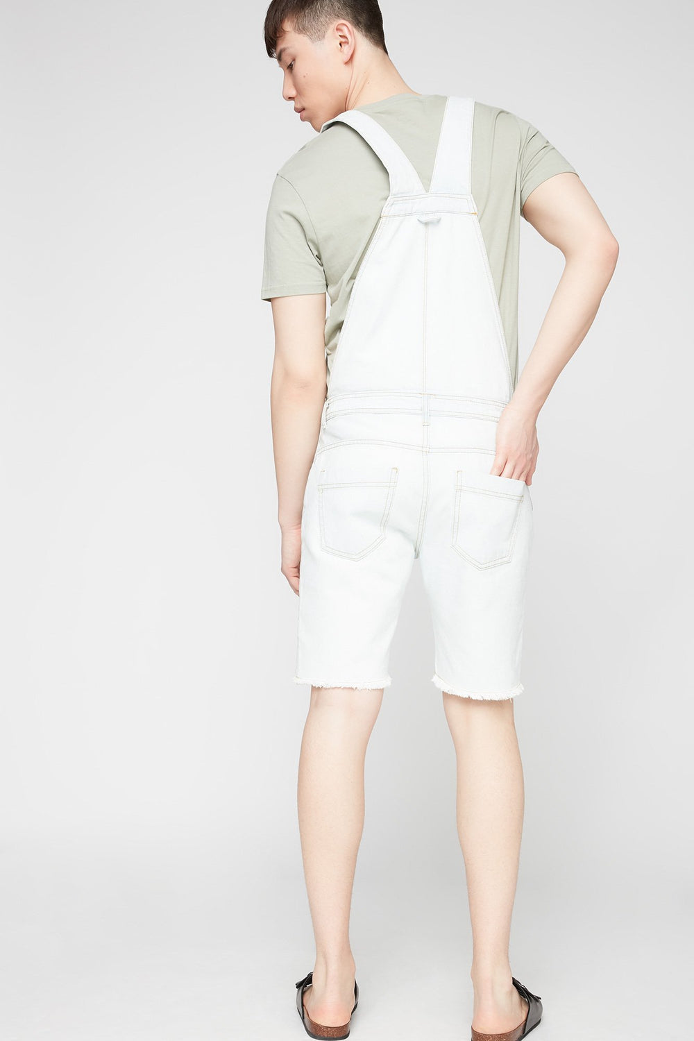 Men Distressed Denim Shortall Baby Blue
