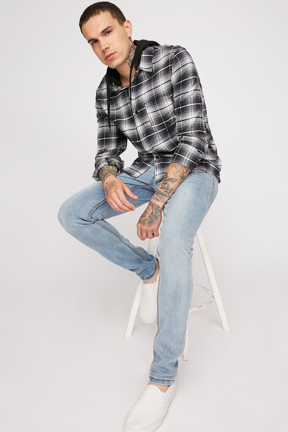 Men Light Wash Stretch Skinniest Jean Baby Blue