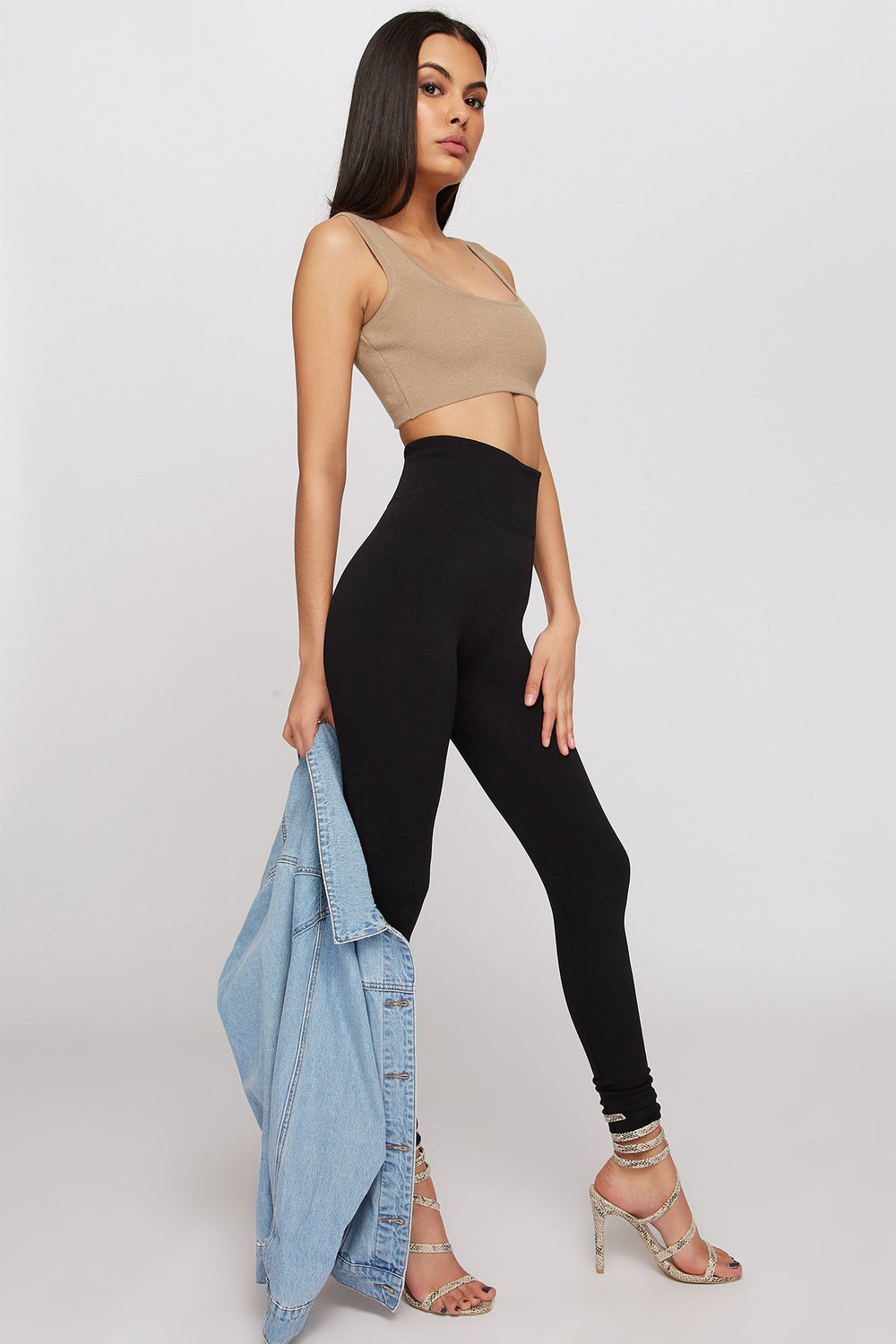 Women Débardeur court à encolure arrondie Beige