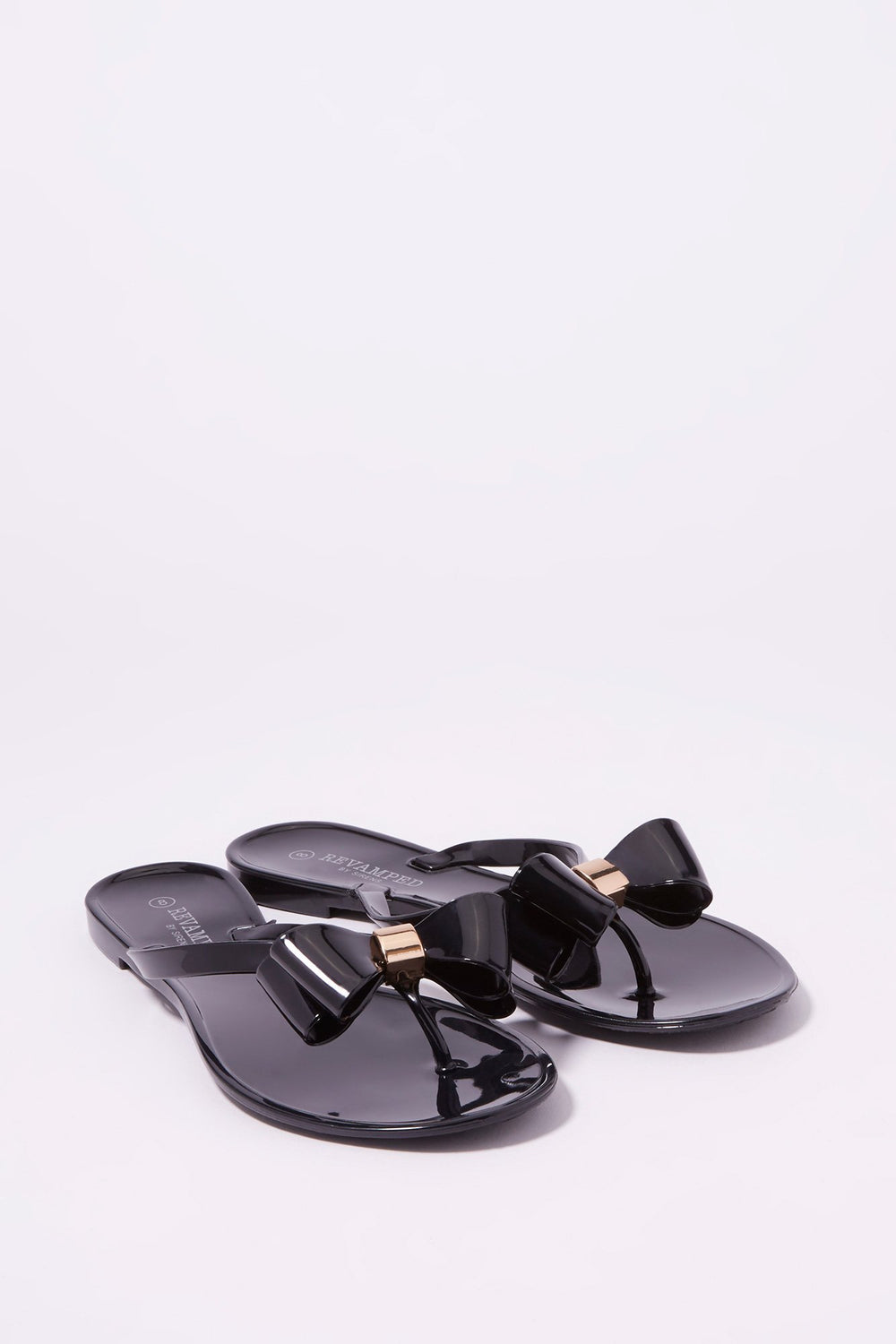 Women Bowtie Flip Flop Slip-On Sandal Black
