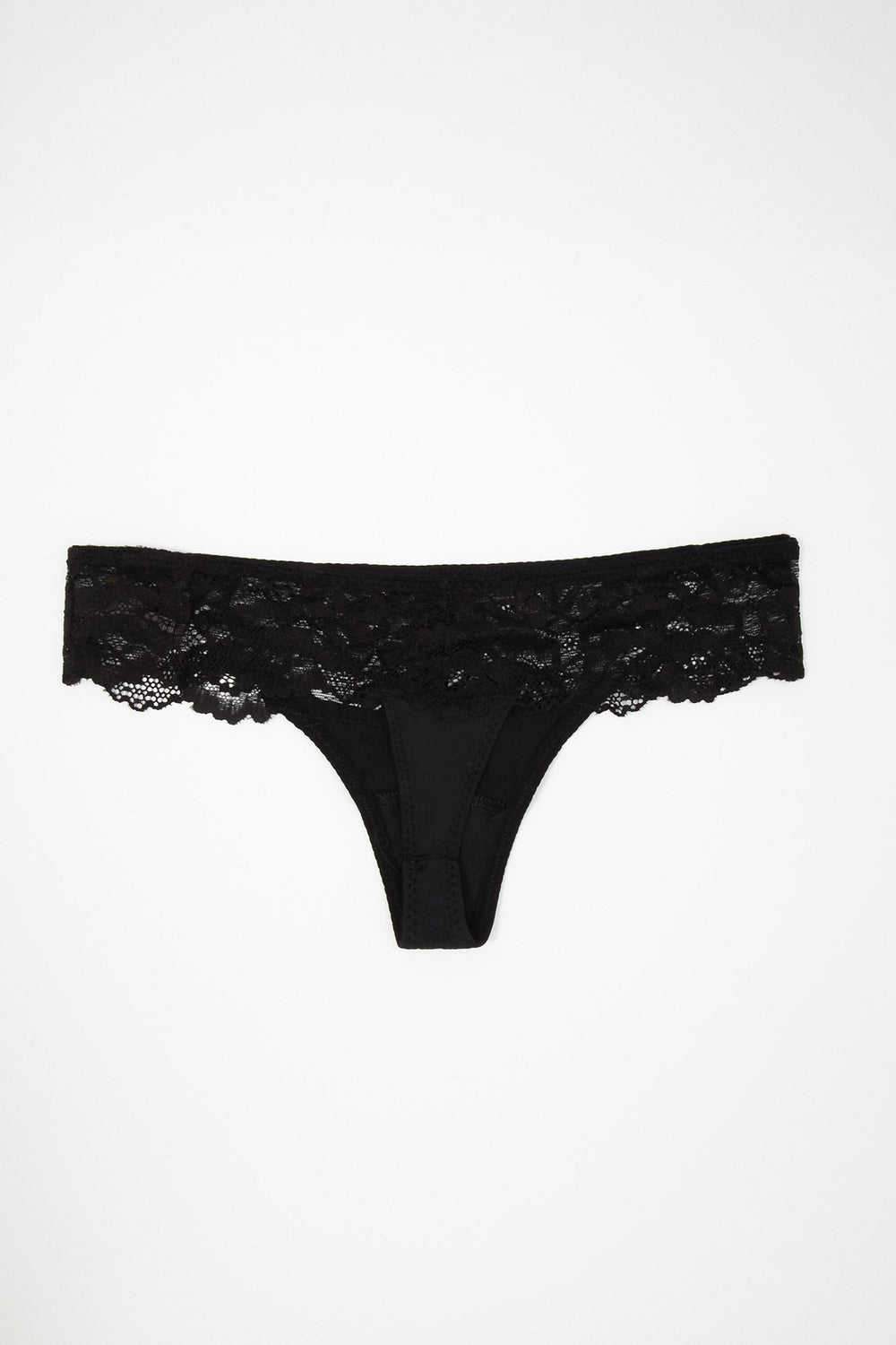 Women Bowtie Lace Thong Black