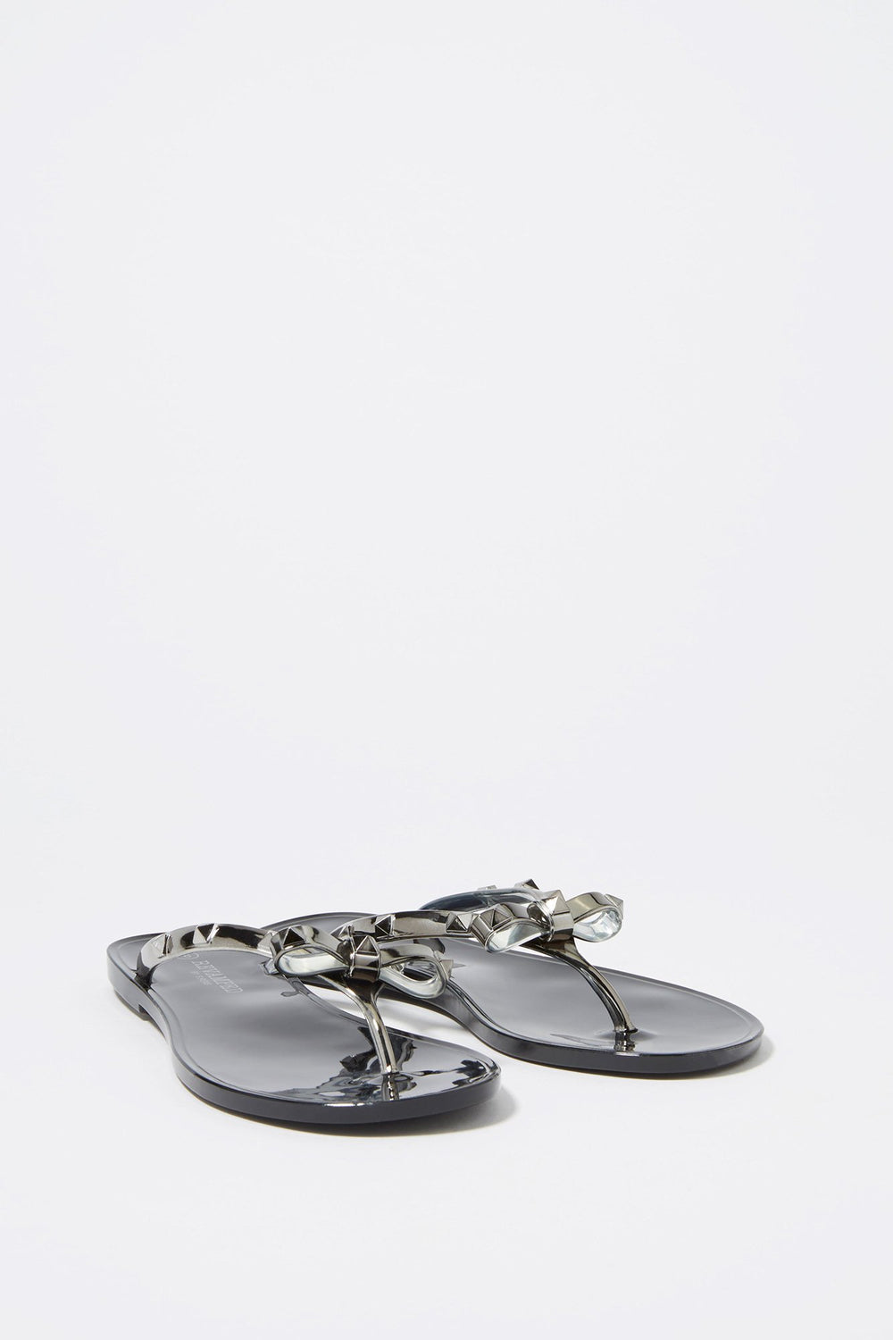 Women Bowtie Studded T-Bar Sandal Black