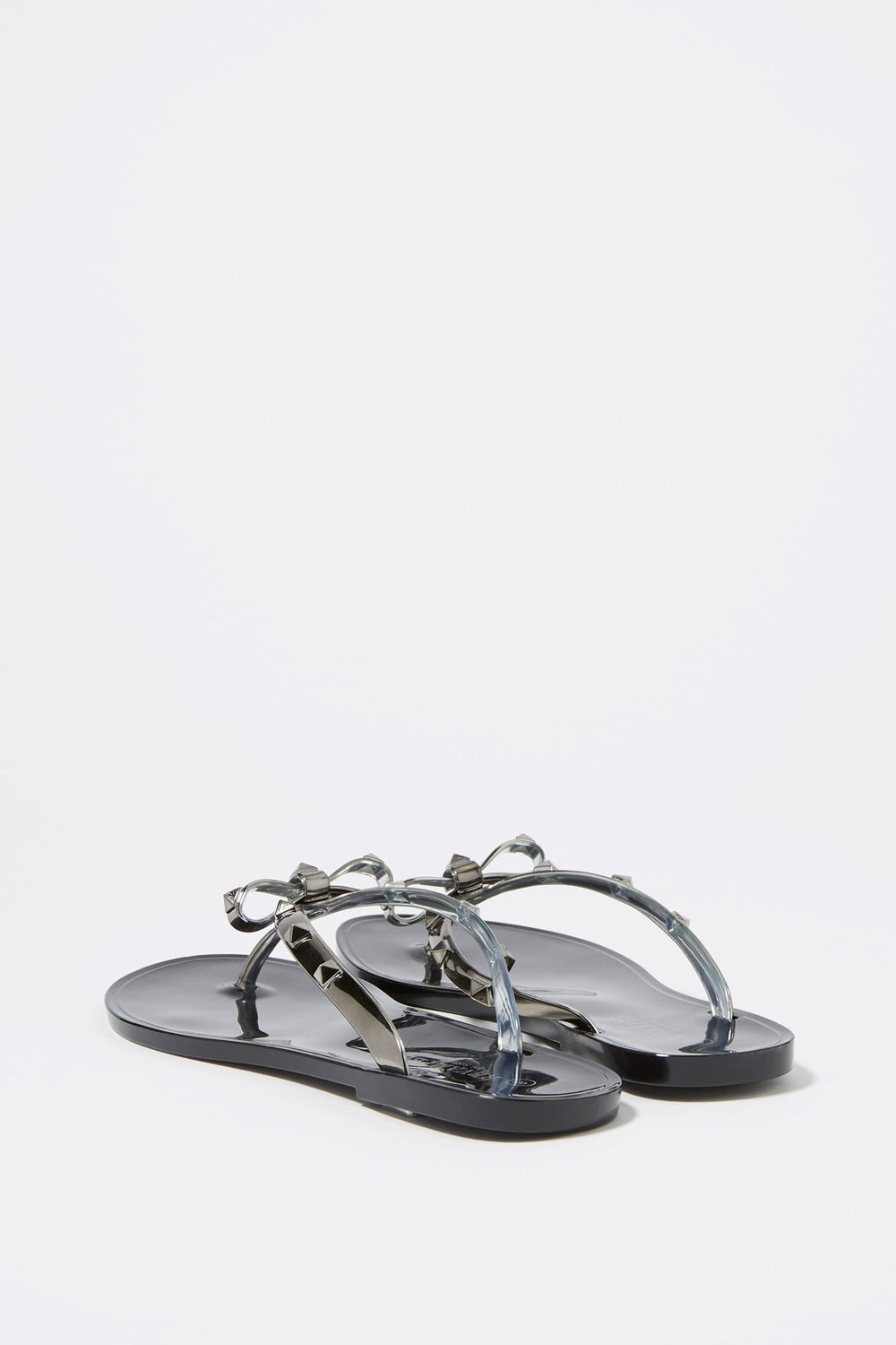 Women Bowtie Studded T-Bar Sandal Black