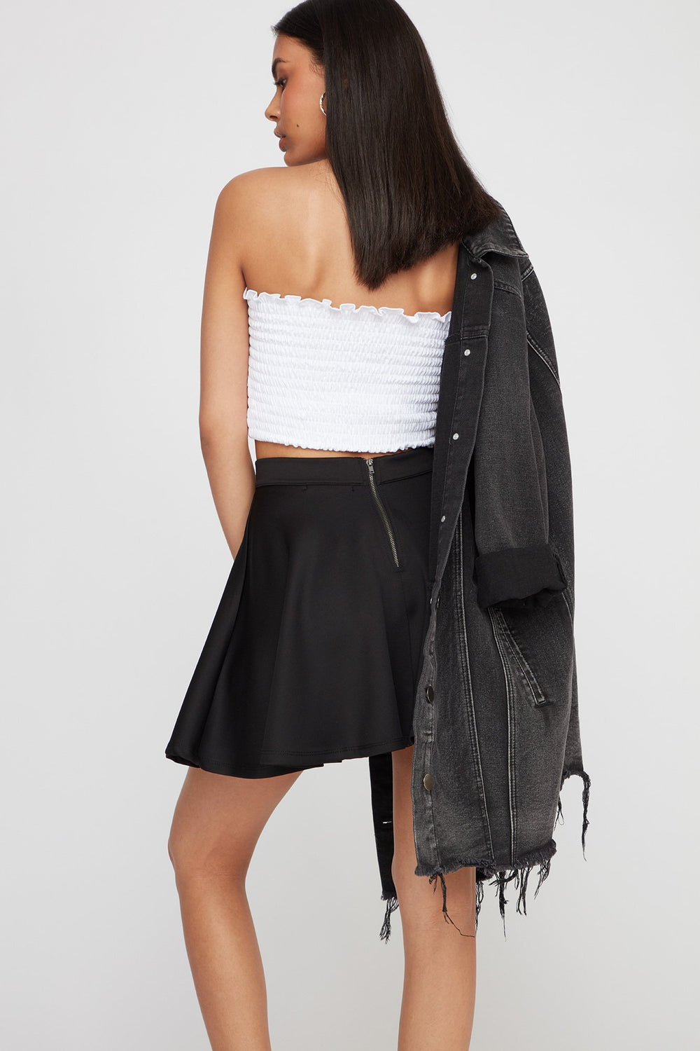 Women Coloured High-Rise Skater Skirt Black