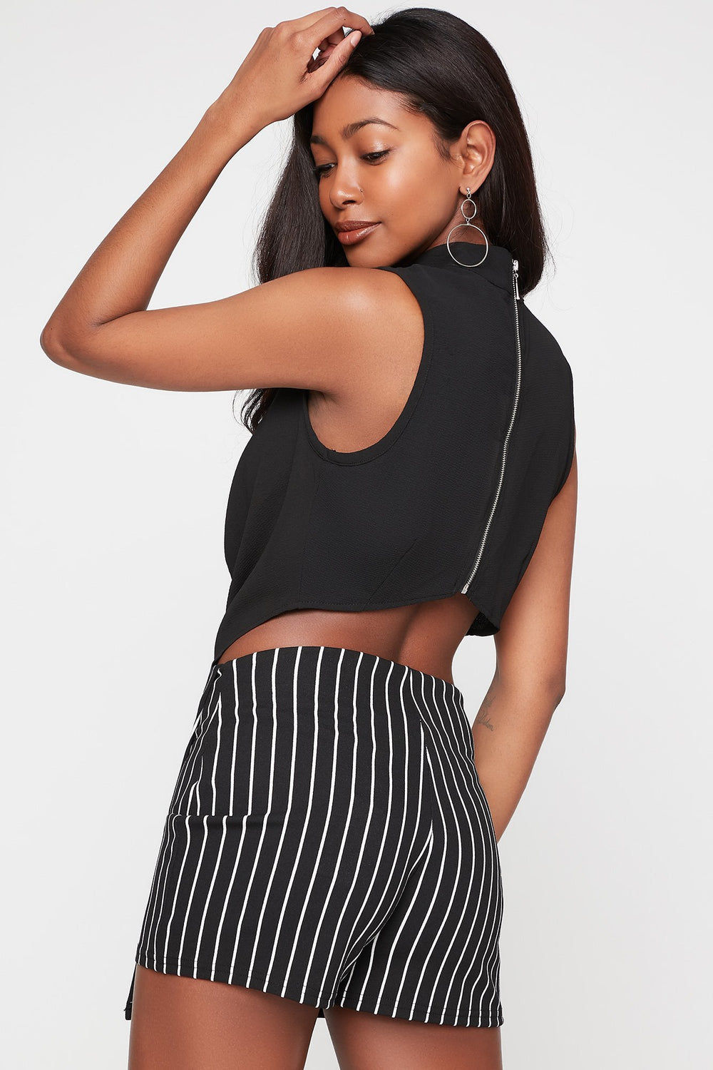 Women Cowl Mock Neck Crepe Blouse Black