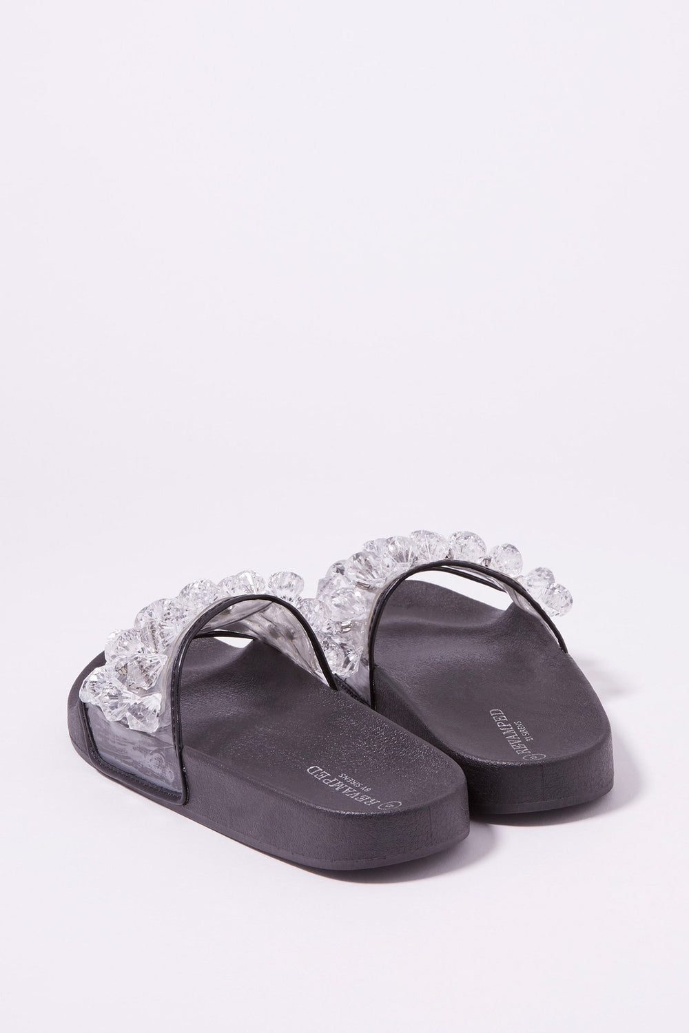 Women Diamond Rhinestone Slider Sandal Black