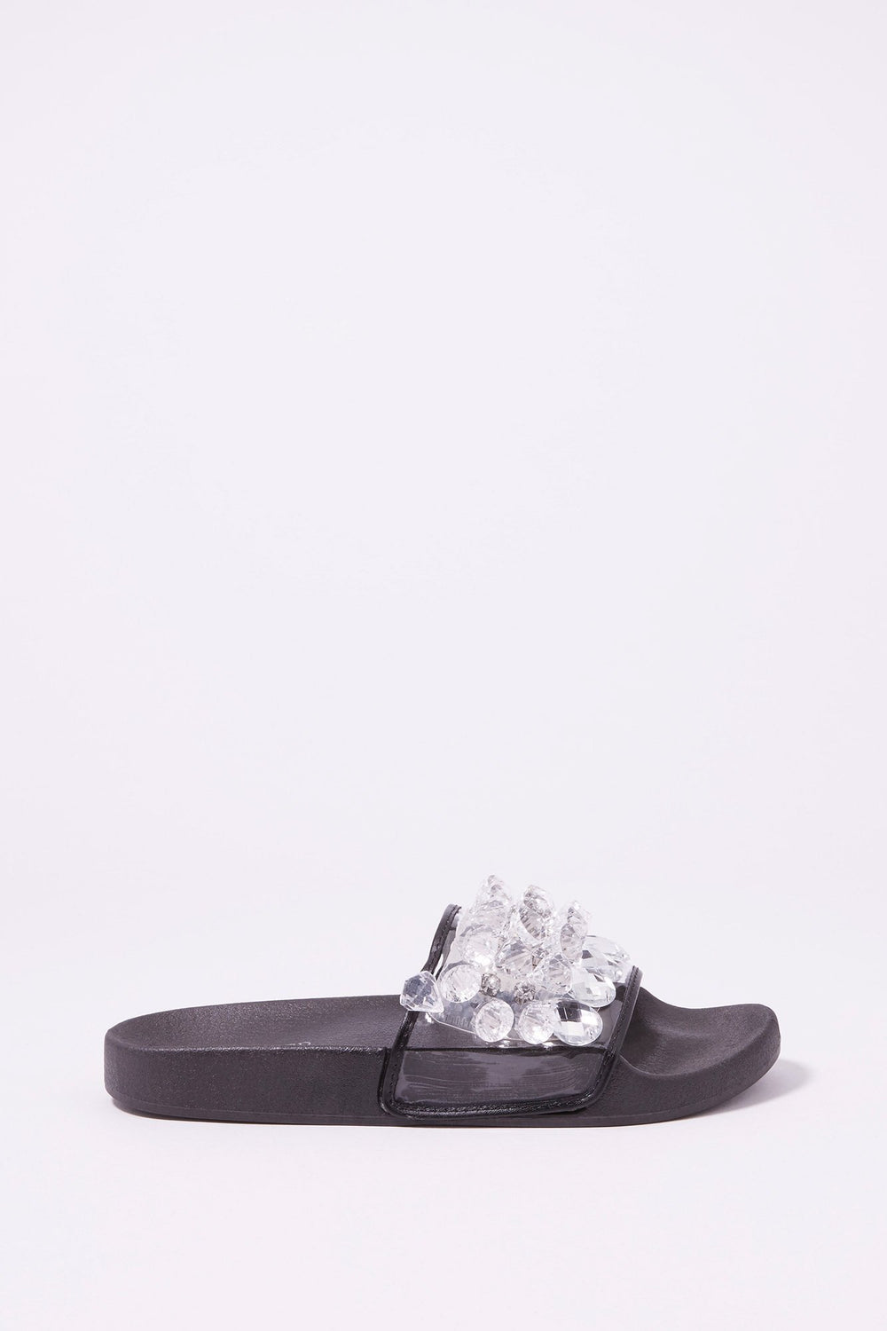 Women Diamond Rhinestone Slider Sandal Black