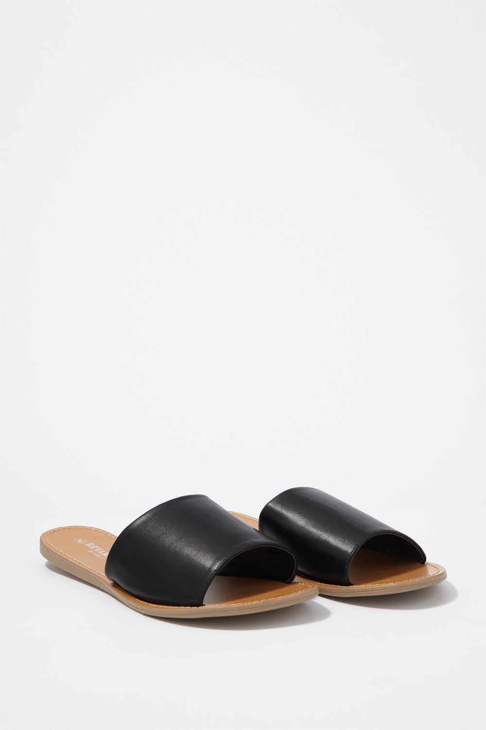 Women Faux-Leather Banded Slip-On Sandal Black