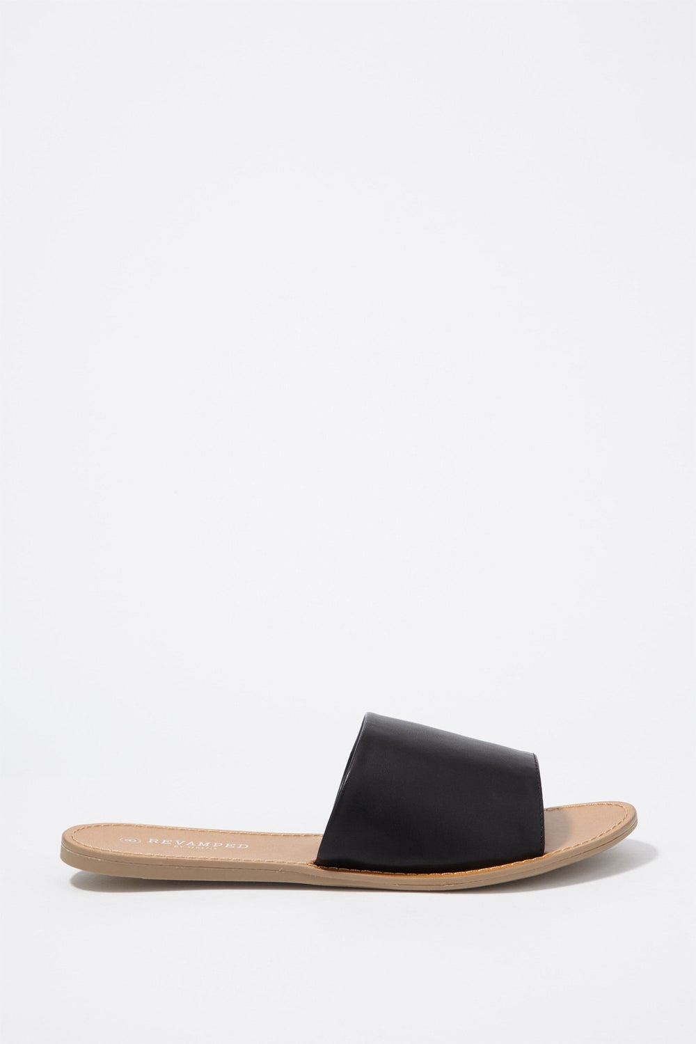 Women Faux-Leather Banded Slip-On Sandal Black