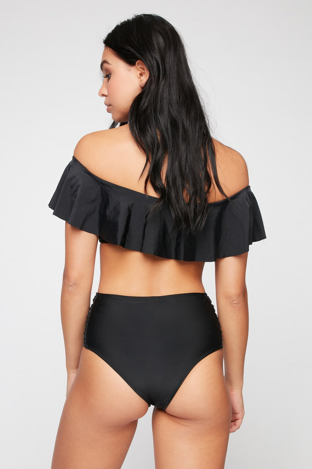 Women High-Rise Caged Side Bikini Bottom Black