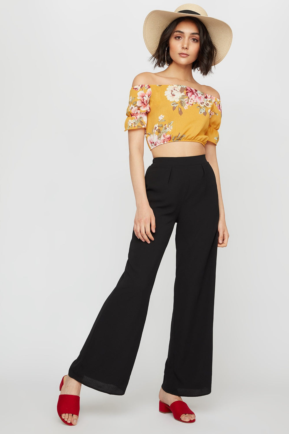 Women High-Rise Lightweight Palazzo Pant Black