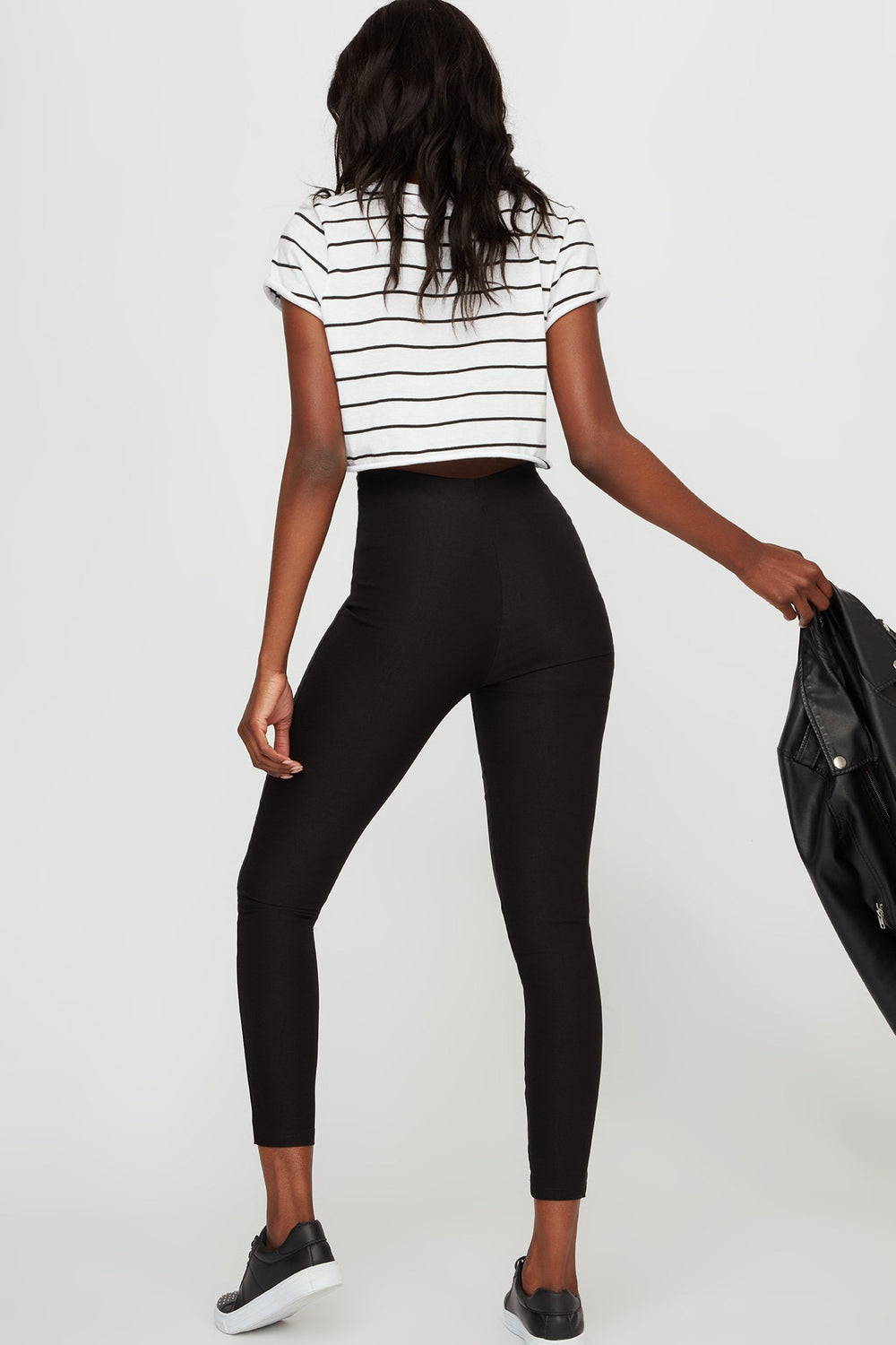 Women High-Rise Zip-Up Skinny Pant Black