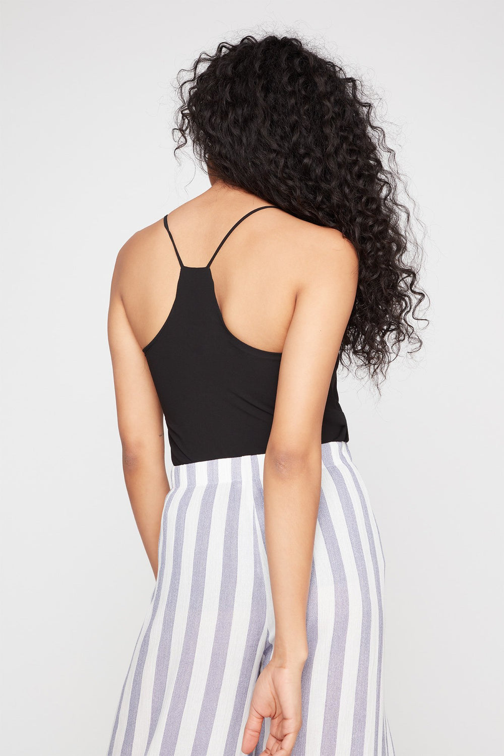 Women Racerback V-Neck Sheer Camisole Black