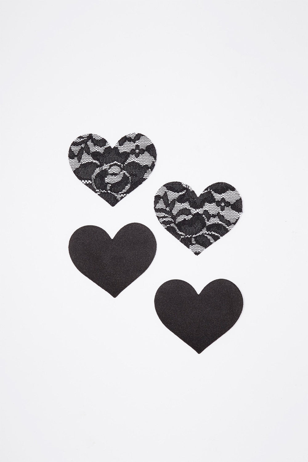 Women Satin Heart Nipple Pads (2 Pairs) Black