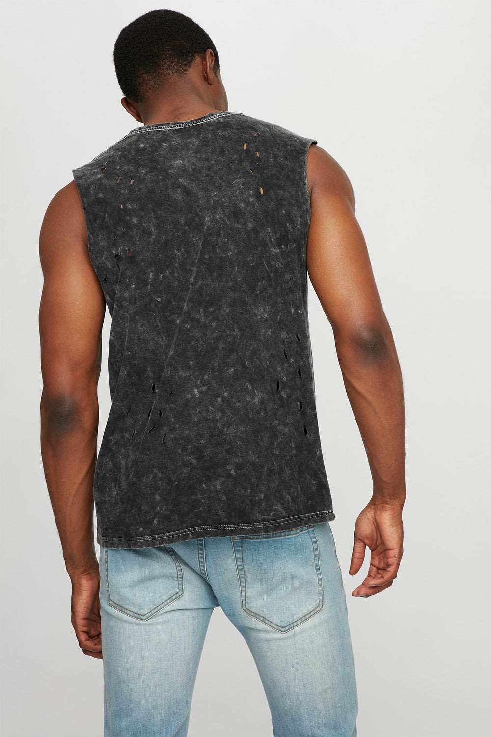 Men Batman Distressed Graphic Tank Black