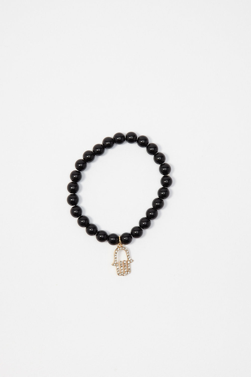 Women Beaded Charm Bracelet Black
