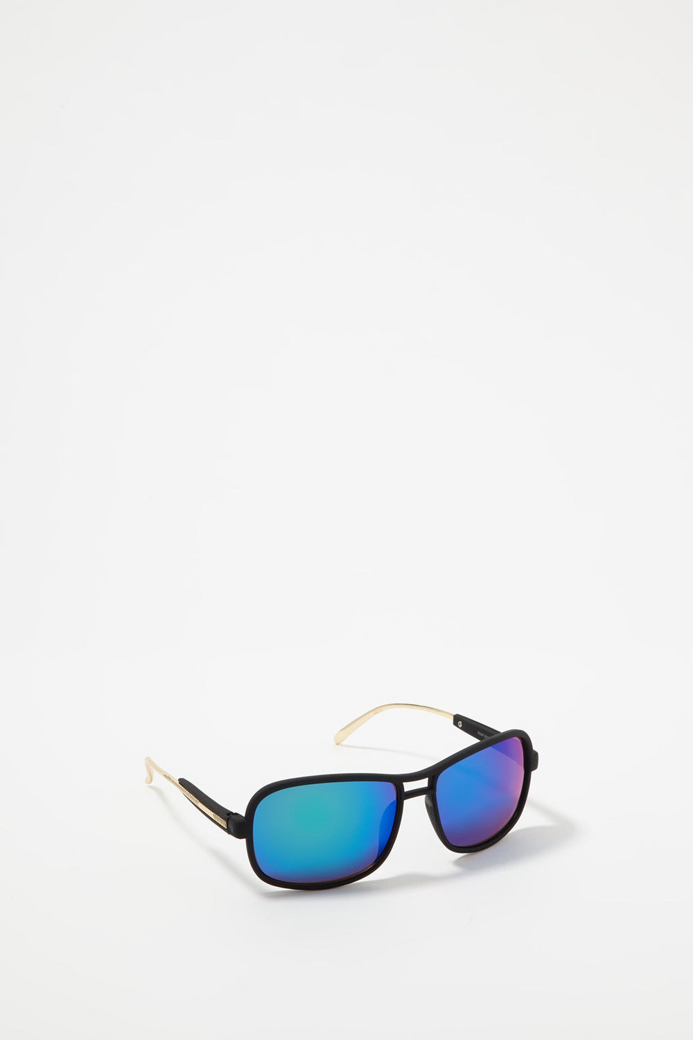 Men Black Coloured Mirrored Lens Wayfarer Sunglasses Black