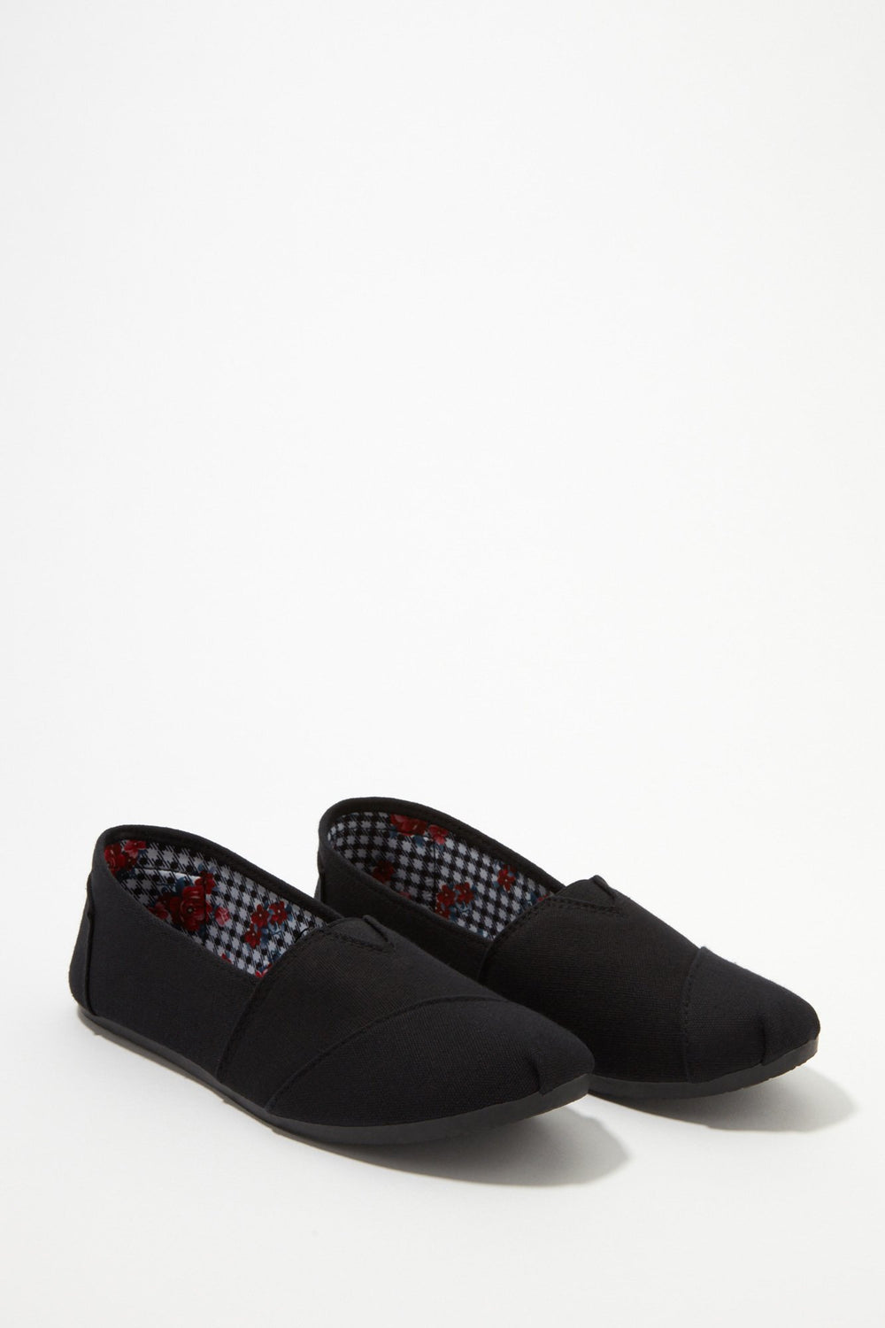 Women Black Sole Canvas Slip-On Sneakers Black